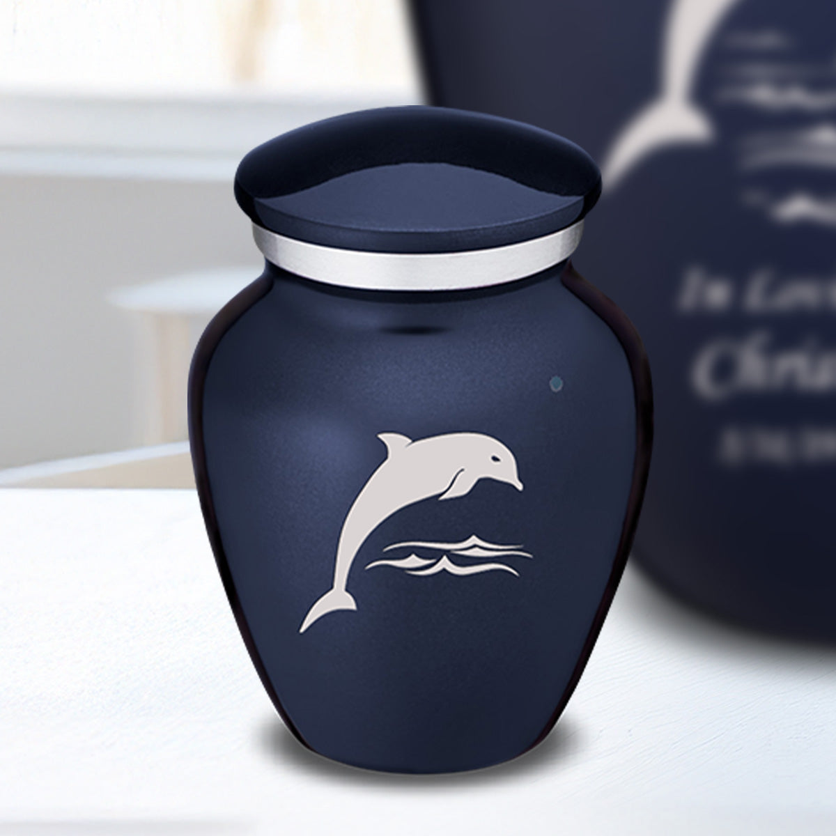 Keepsake Embrace Cobalt Blue Dolphin Cremation Urn