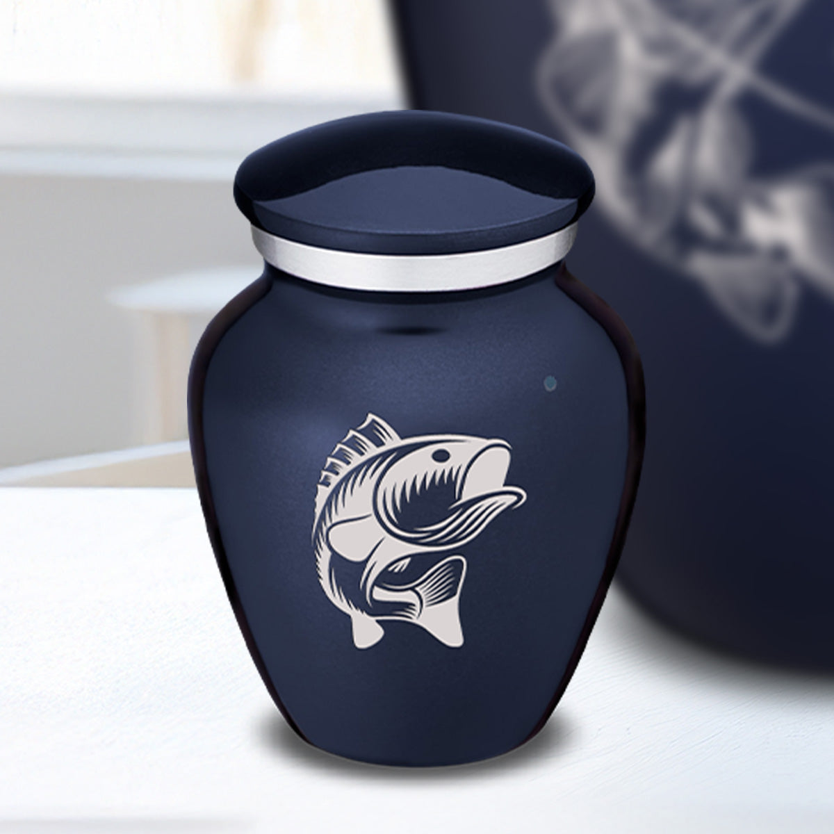 Keepsake Embrace Cobalt Blue Fish Cremation Urn
