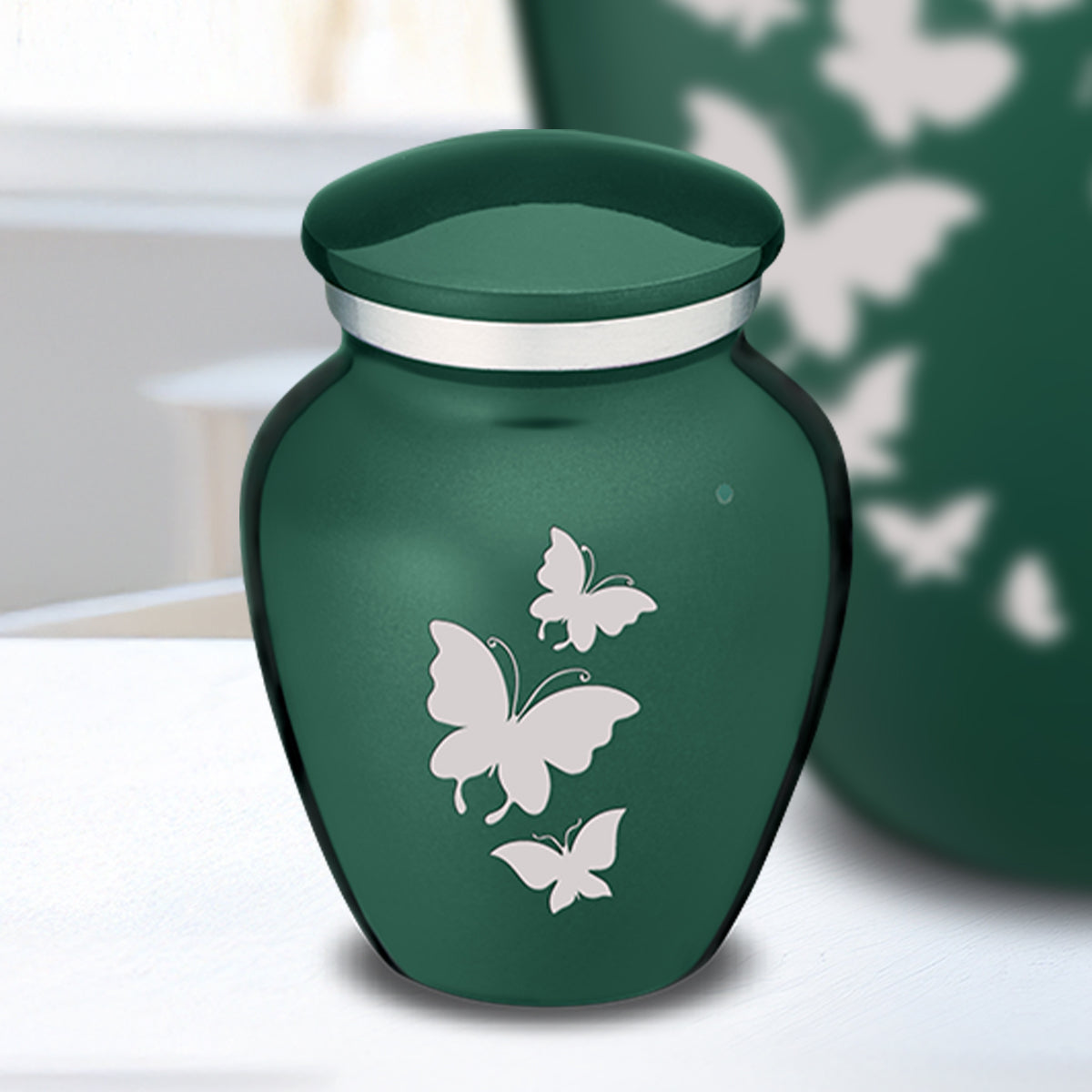 Keepsake Embrace Green Butterflies Cremation Urn
