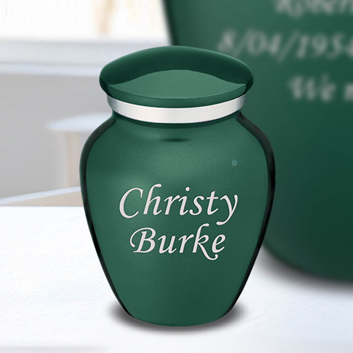 Keepsake Embrace Green Custom Engraved Cremation Urn