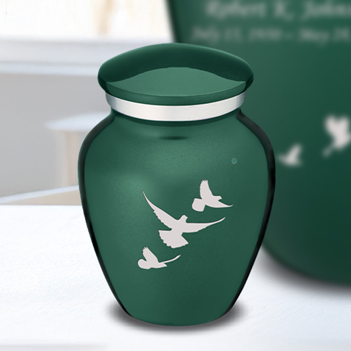 Keepsake Embrace Green Doves Cremation Urn