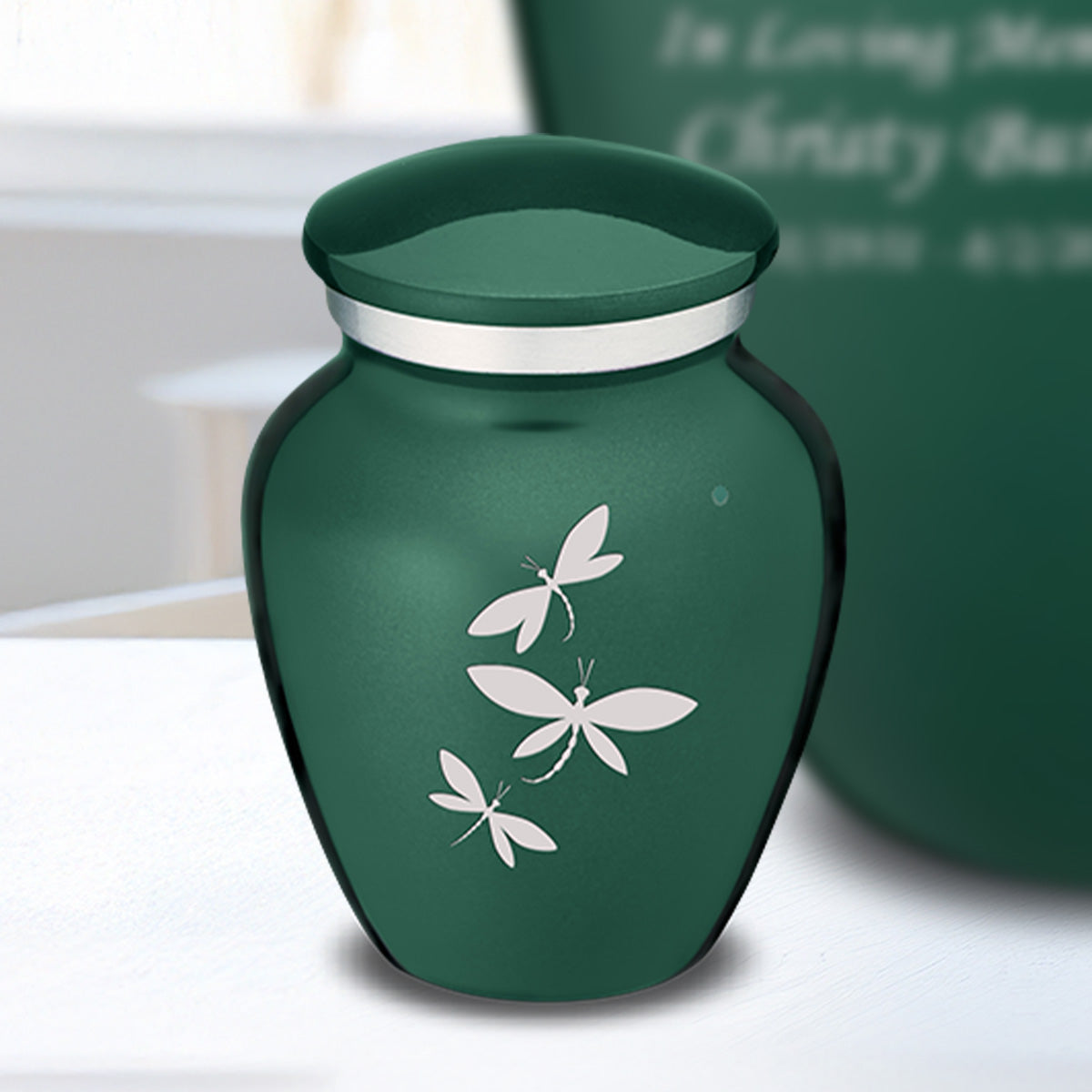 Keepsake Embrace Green Dragonflies Cremation Urn