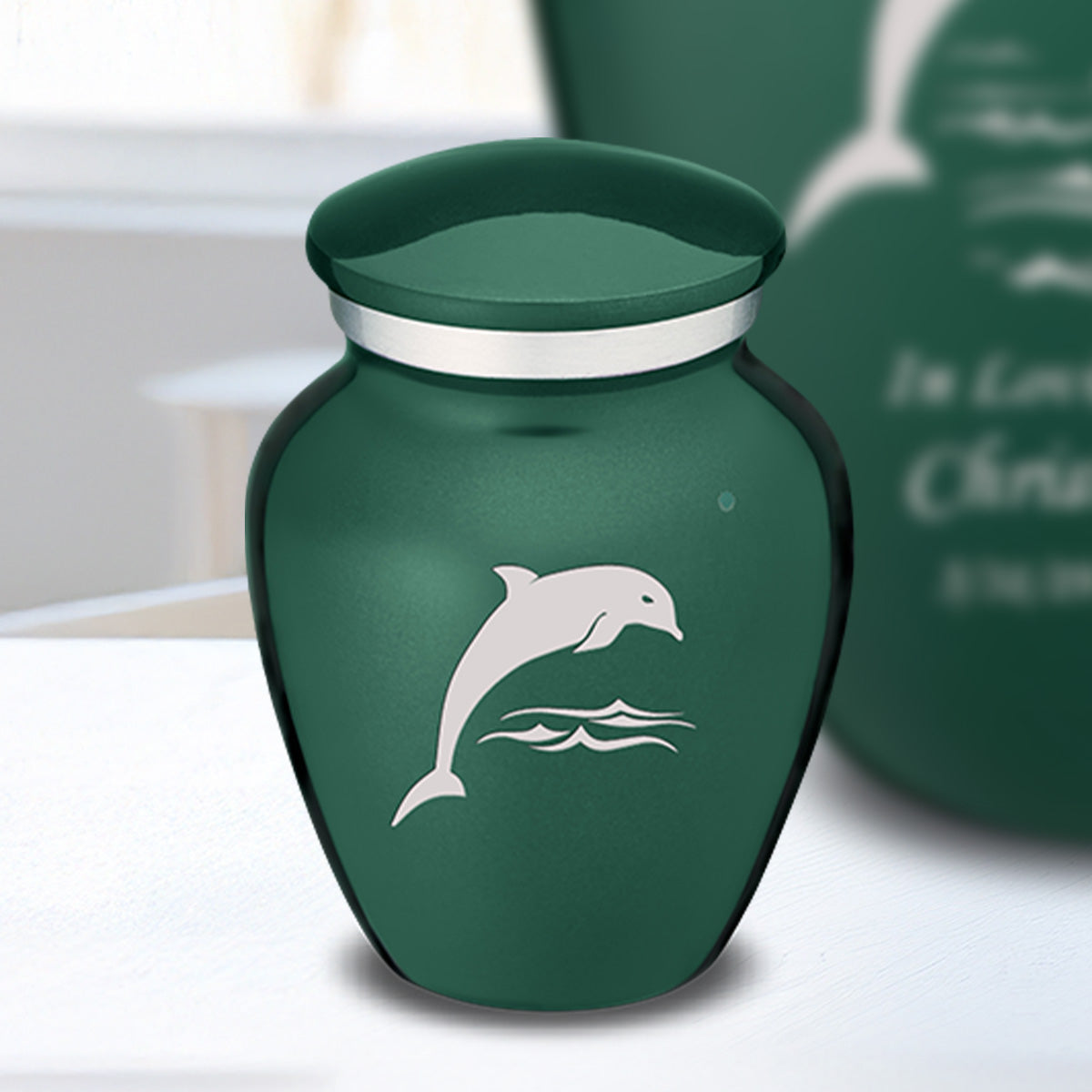 Keepsake Embrace Green Dolphin Cremation Urn