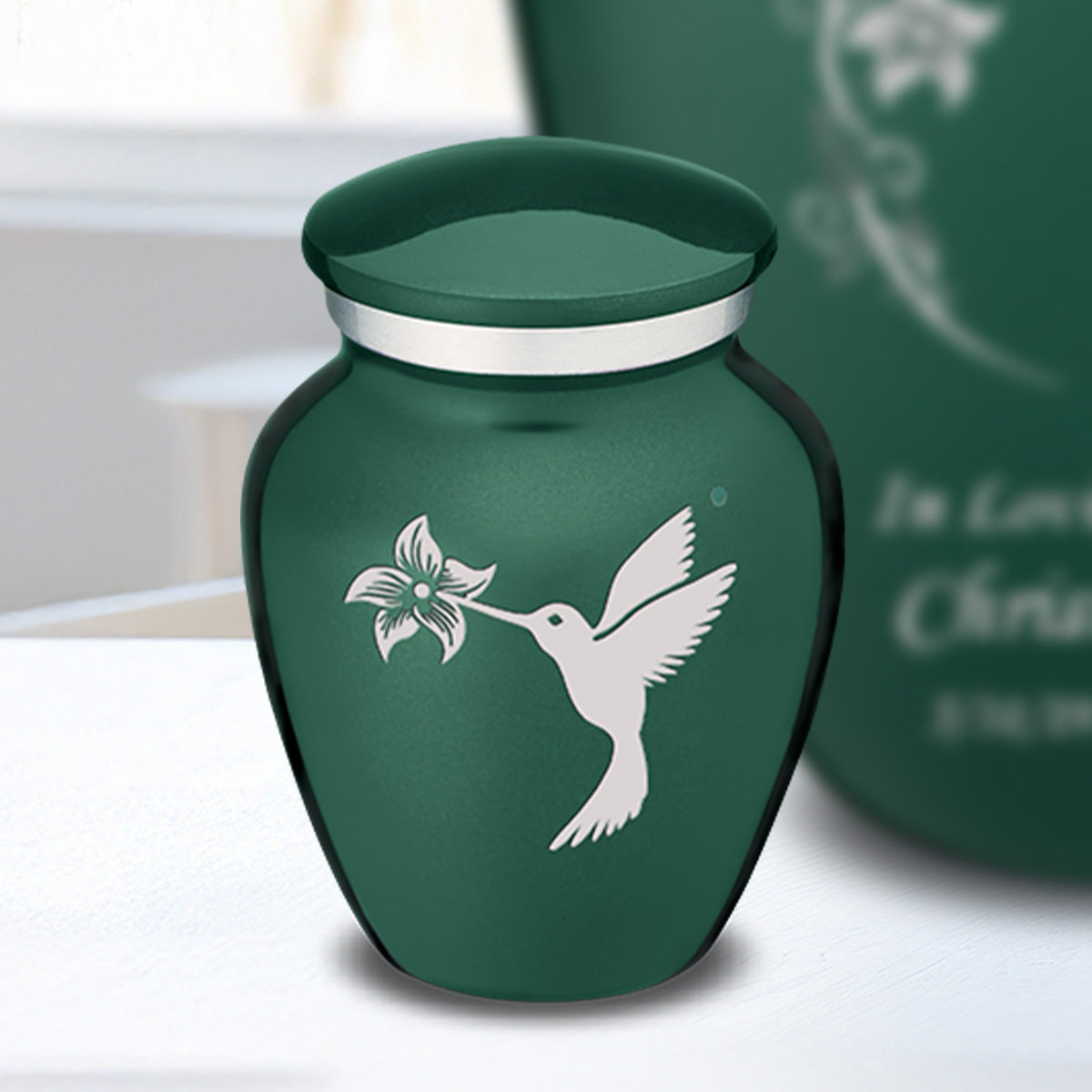 Keepsake Embrace Green Hummingbird Cremation Urn