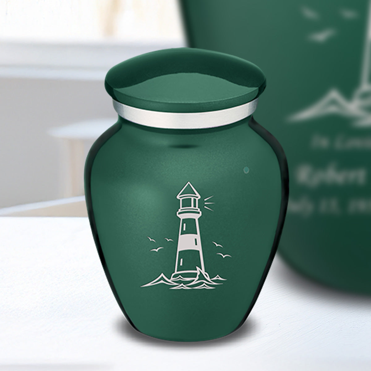 Keepsake Embrace Green Lighthouse Cremation Urn