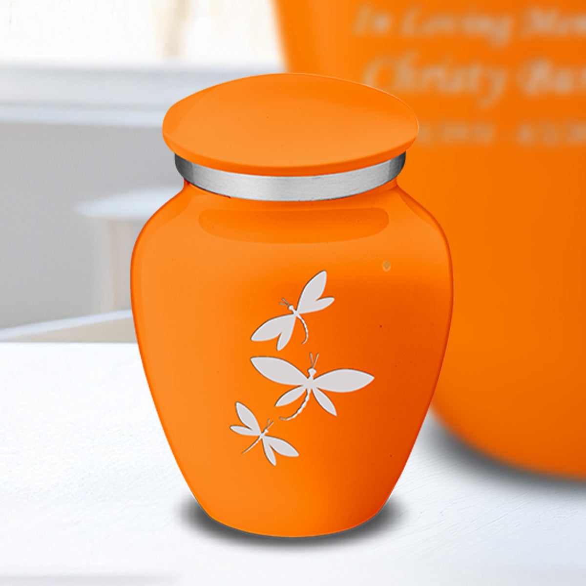 Keepsake Embrace Burnt Orange Dragonflies Cremation Urn