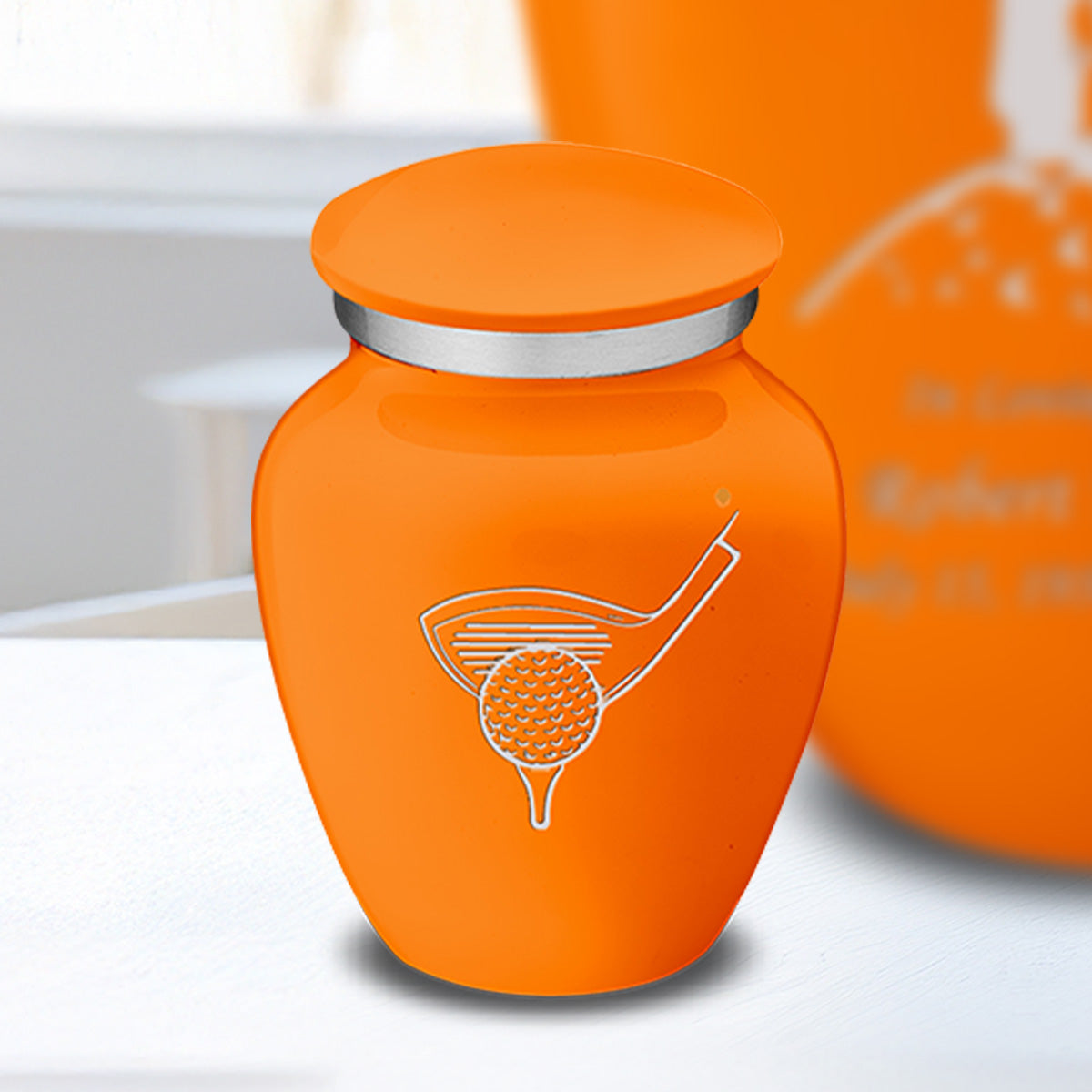 Keepsake Embrace Burnt Orange Golfer Cremation Urn