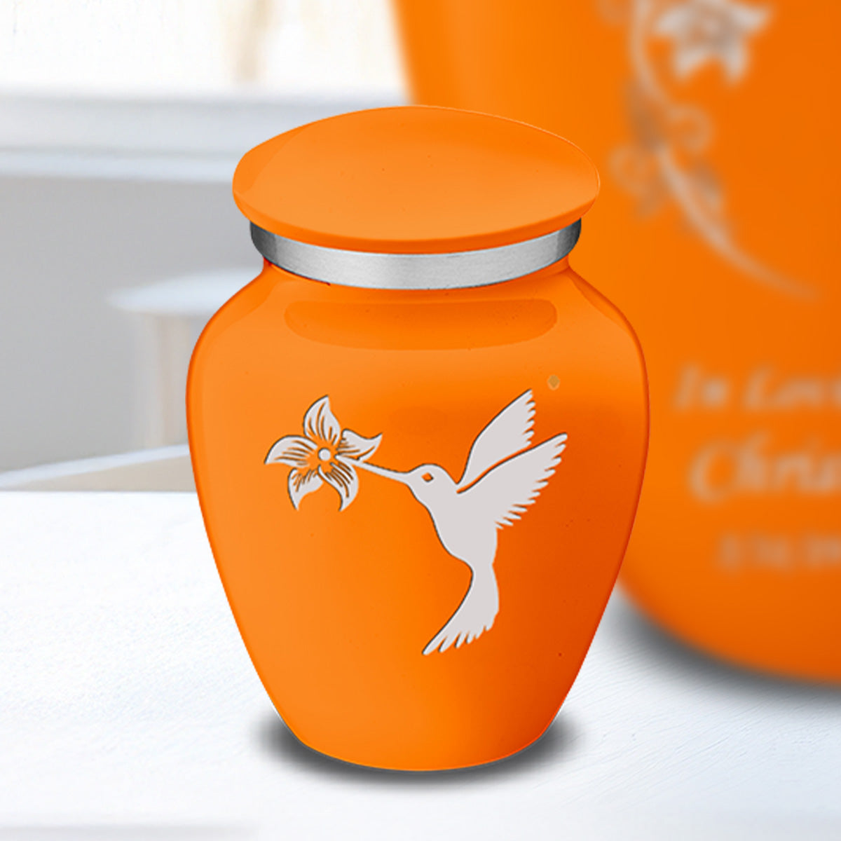 Keepsake Embrace Burnt Orange Hummingbird Cremation Urn