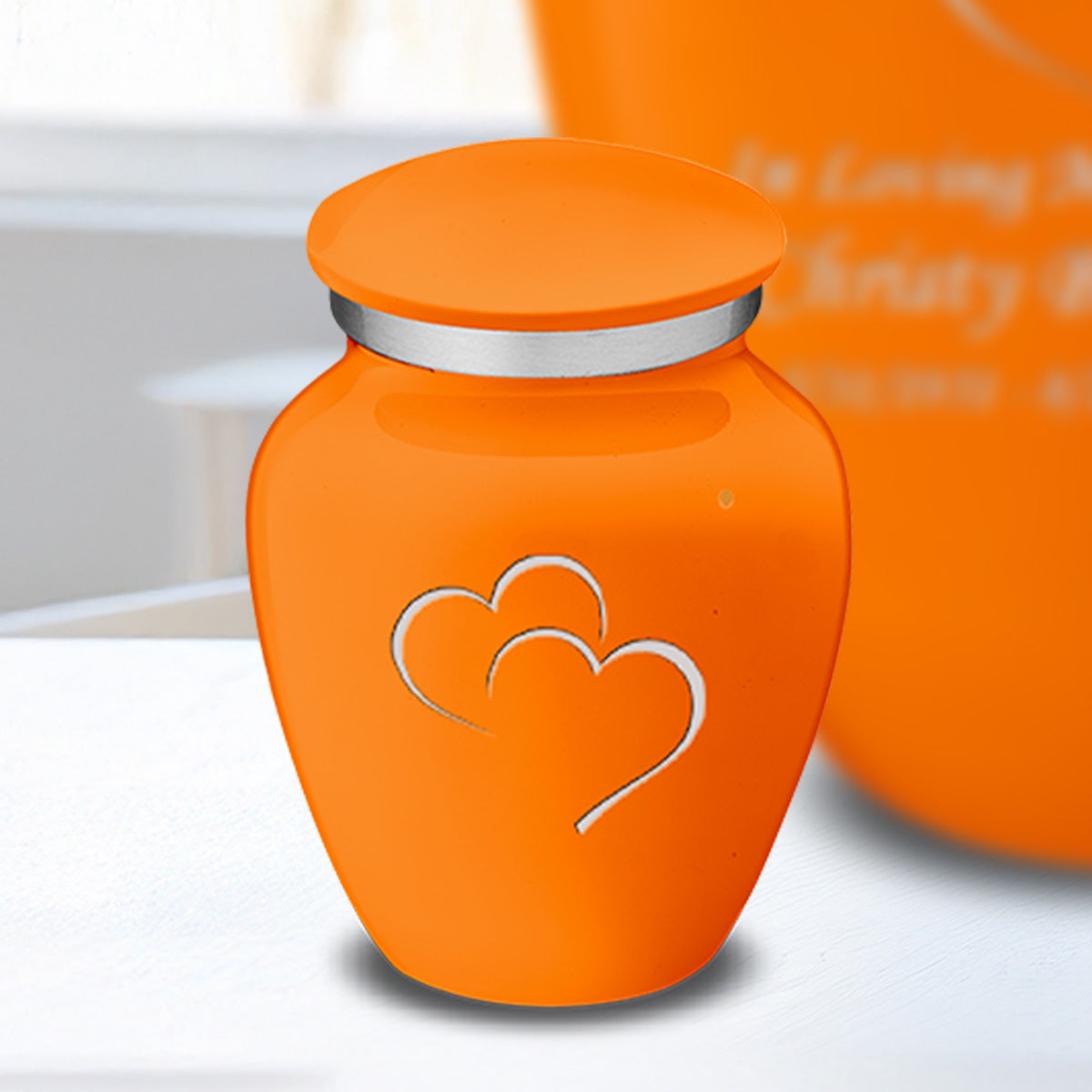 Keepsake Embrace Burnt Orange Hearts Cremation Urn