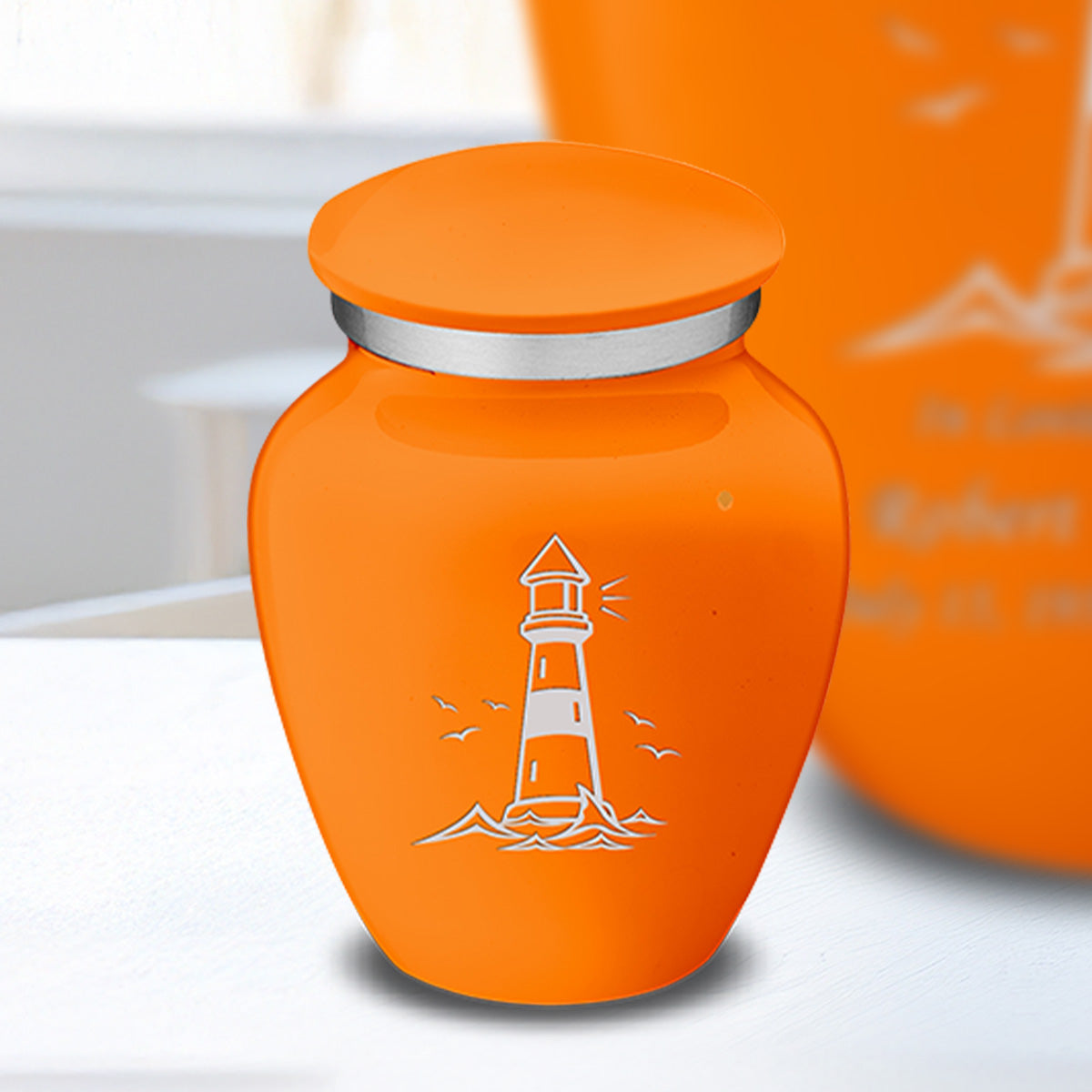 Keepsake Embrace Burnt Orange Lighthouse Cremation Urn
