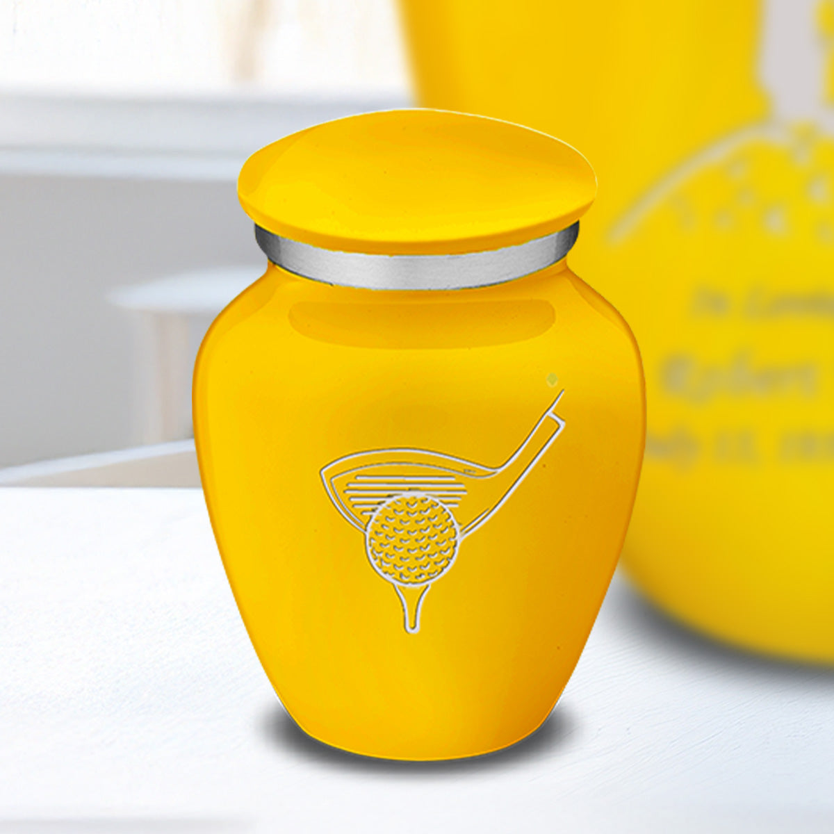 Keepsake Embrace Yellow Golfer Cremation Urn