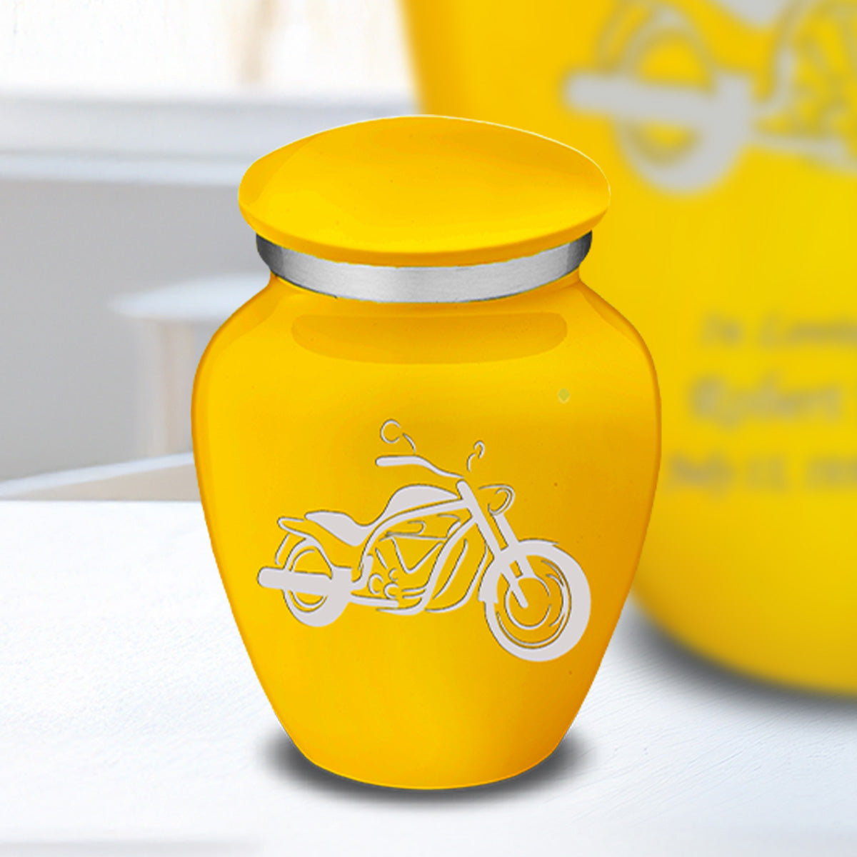 Keepsake Embrace Yellow Motorcycle Cremation Urn