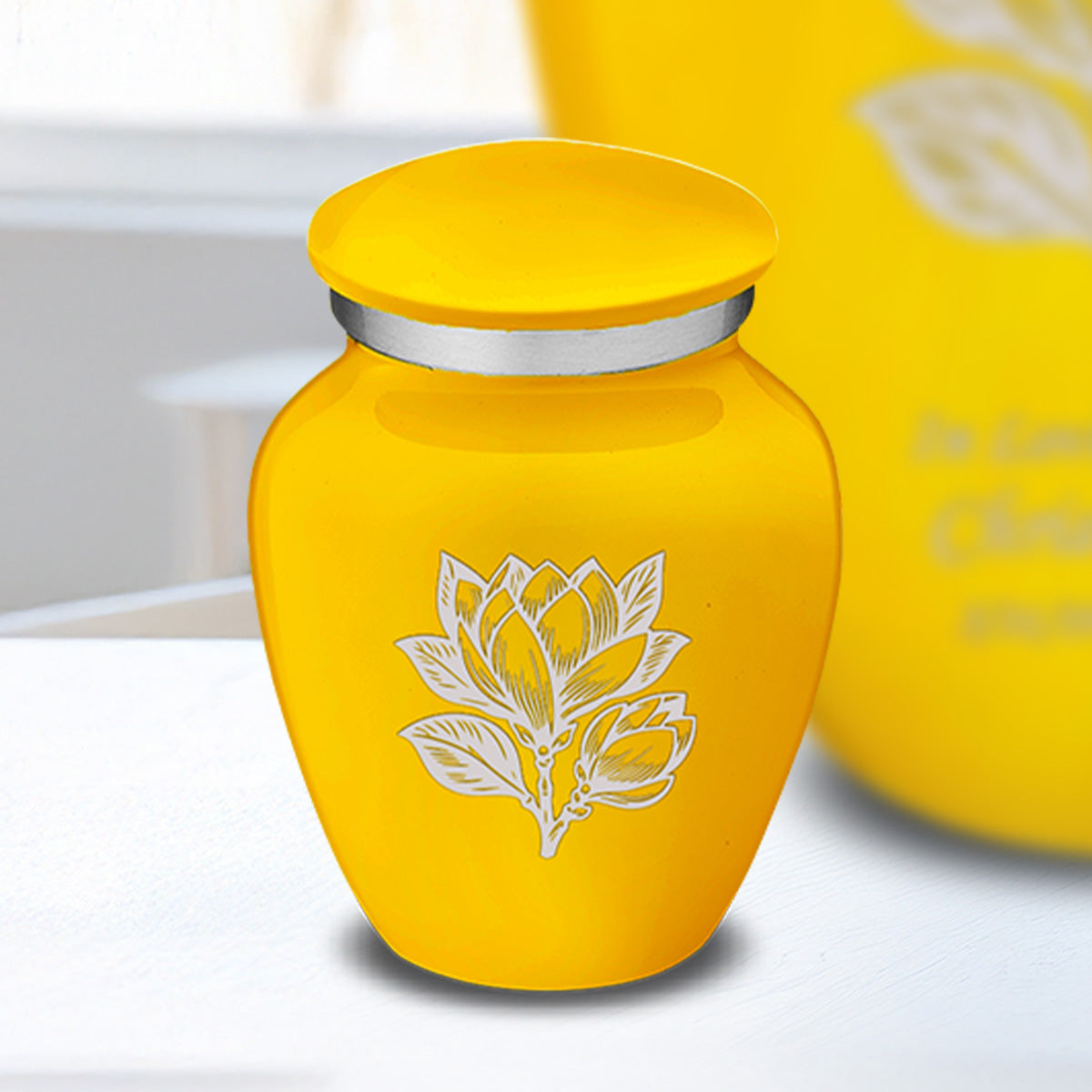 Keepsake Embrace Yellow Magnolia Flower Cremation Urn