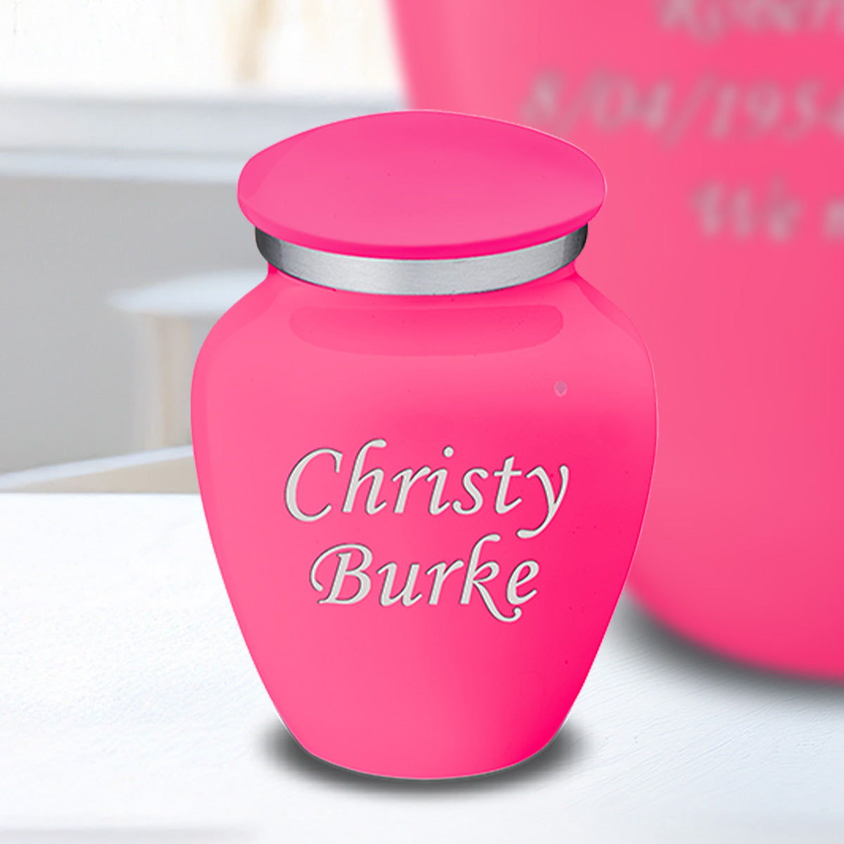 Keepsake Embrace Bright Pink Custom Engraved Cremation Urn