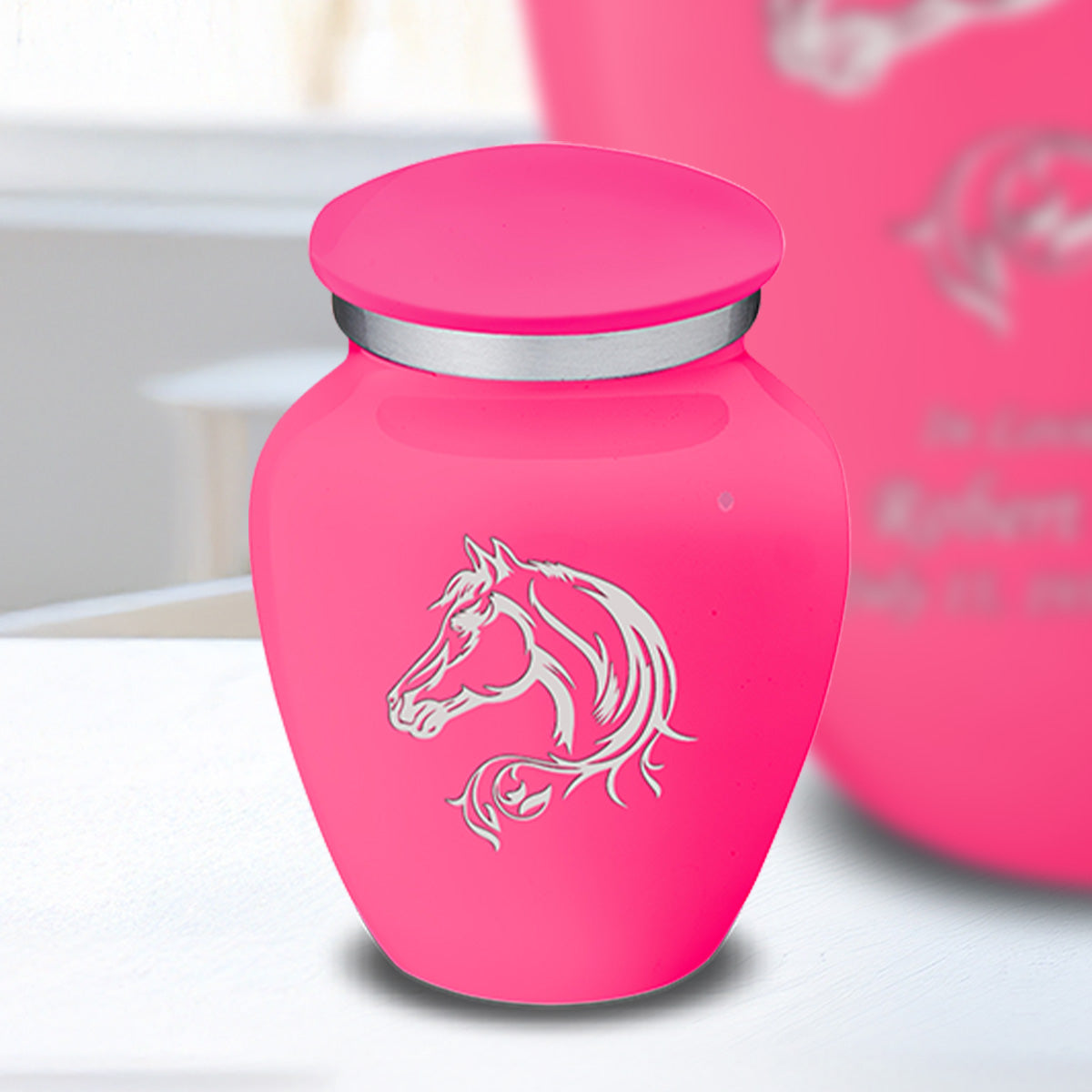 Keepsake Embrace Bright Pink Horse Cremation Urn