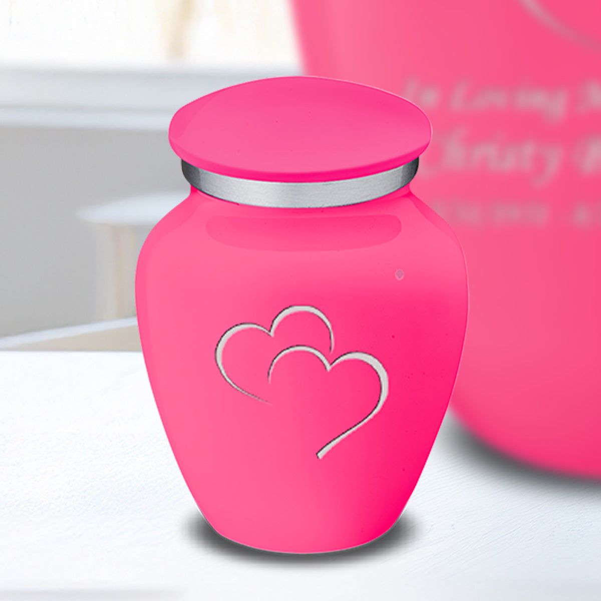 Keepsake Embrace Bright Pink Hearts Cremation Urn