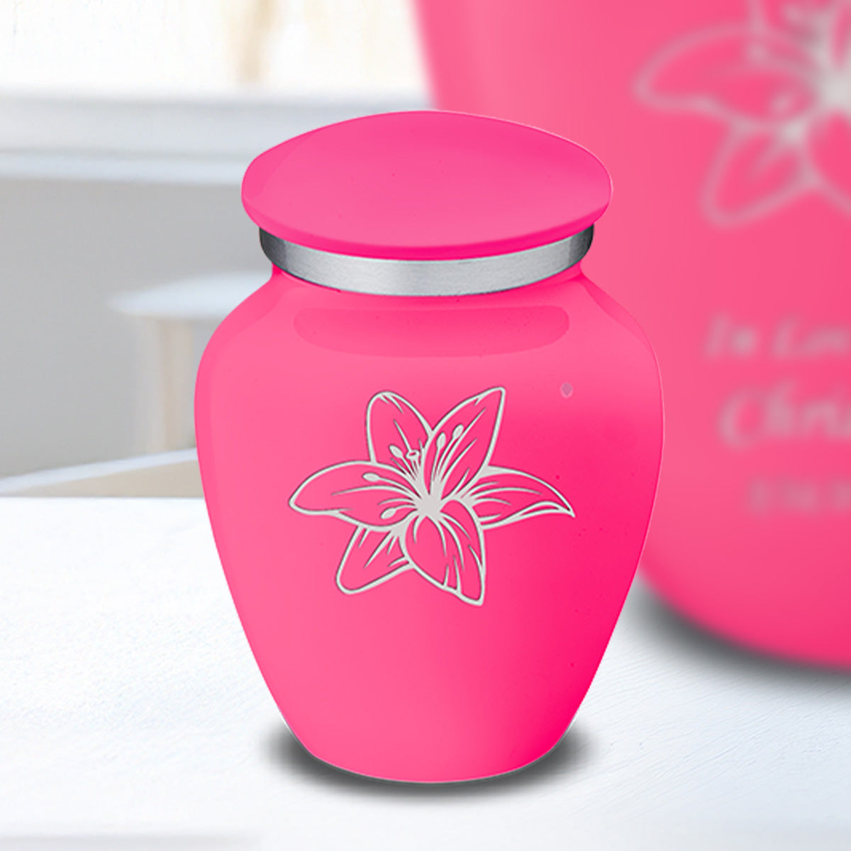Keepsake Embrace Bright Pink Lily Cremation Urn