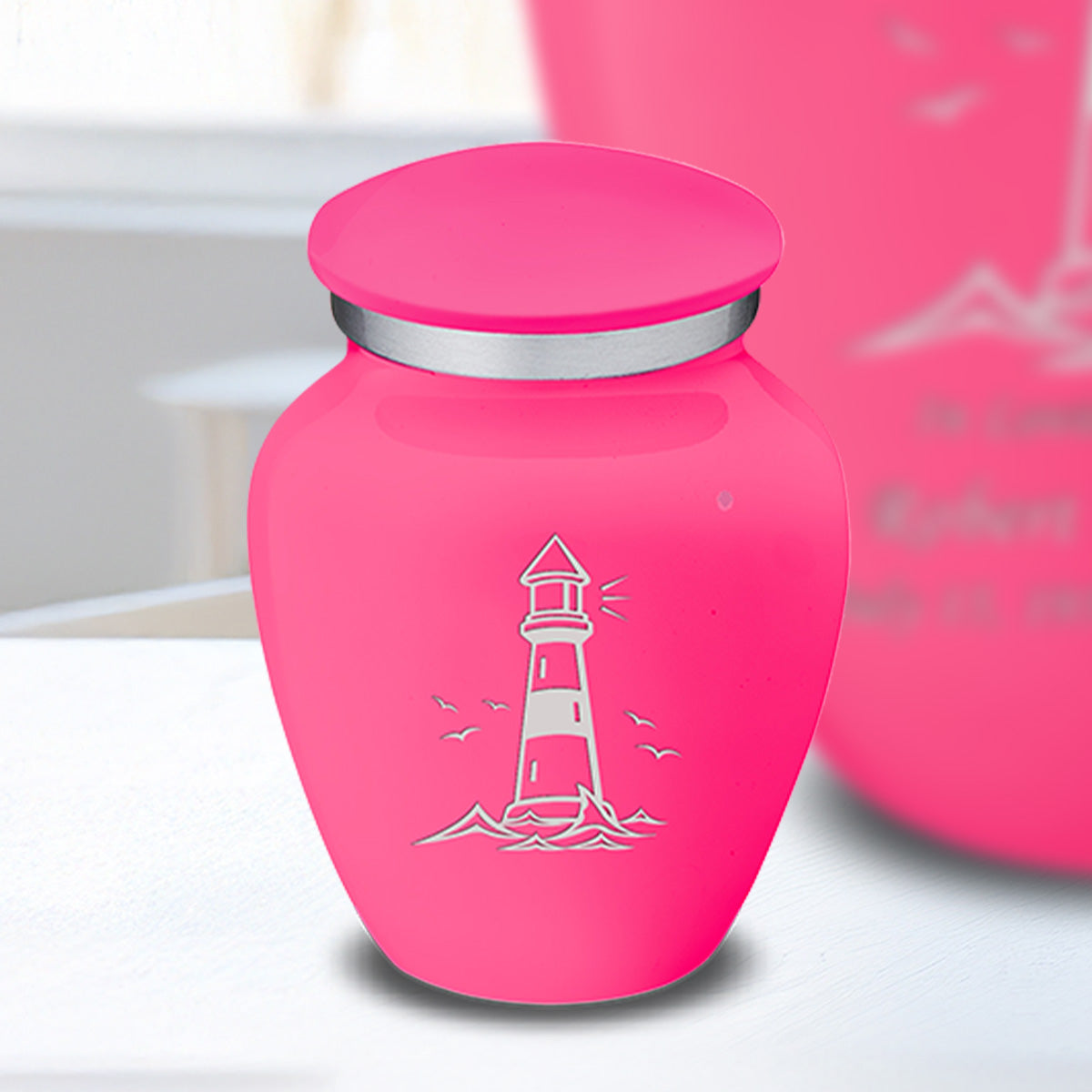 Keepsake Embrace Bright Pink Lighthouse Cremation Urn