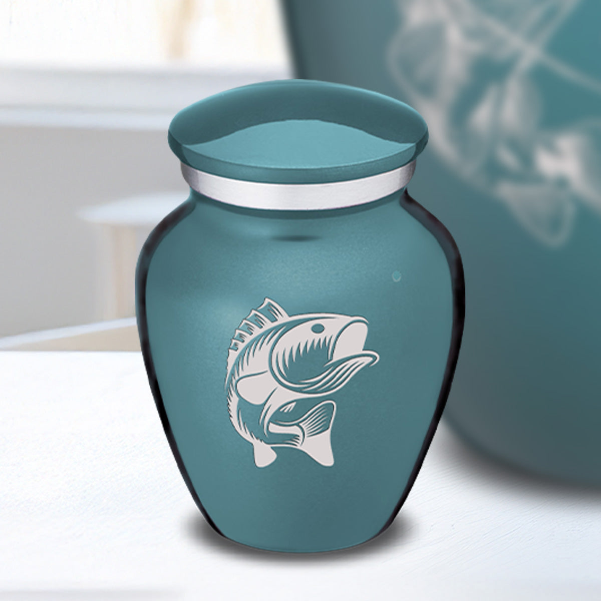 Keepsake Embrace Teal Fish Cremation Urn