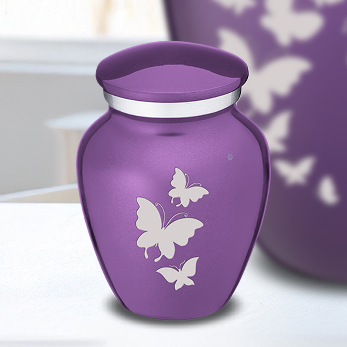 Keepsake Embrace Purple Butterflies Cremation Urn