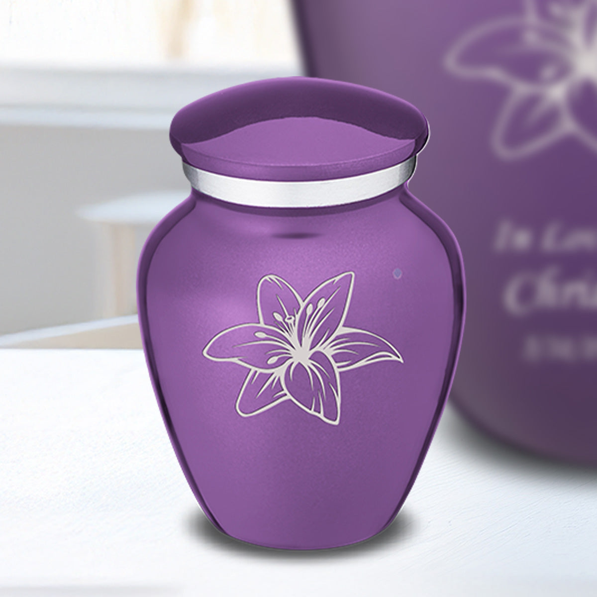 Keepsake Embrace Purple Lily Cremation Urn