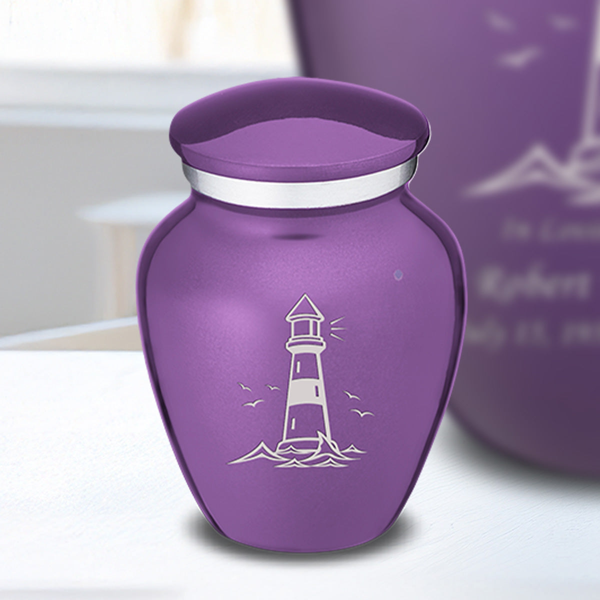 Keepsake Embrace Purple Lighthouse Cremation Urn