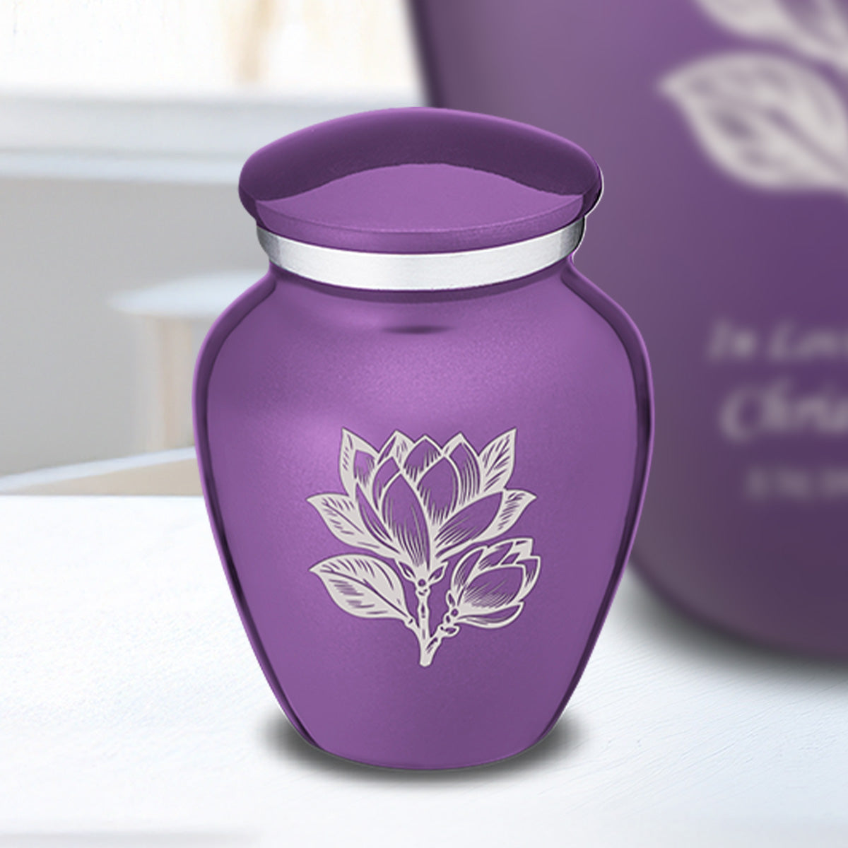 Keepsake Embrace Purple Magnolia Flower Cremation Urn