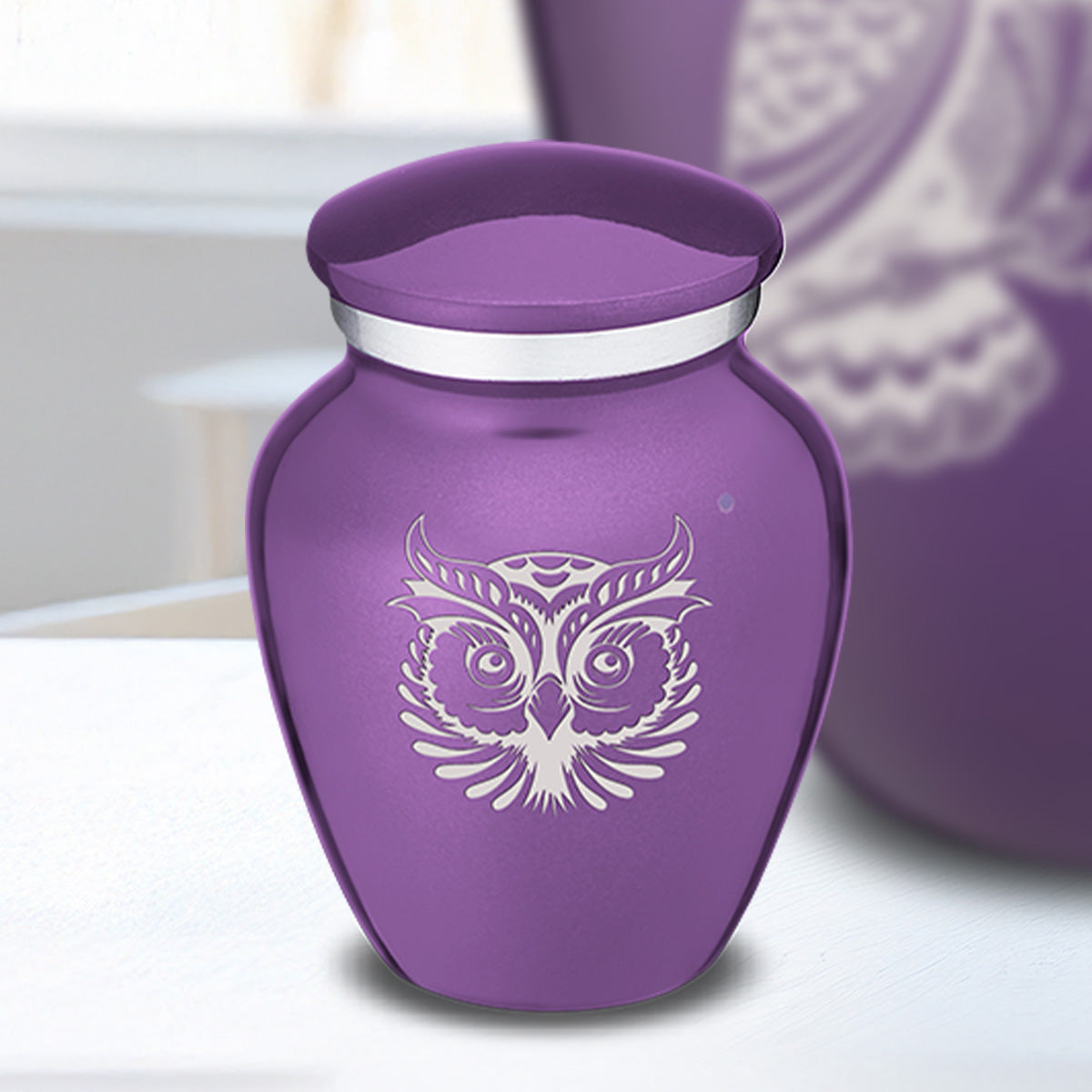 Keepsake Embrace Purple Owl Cremation Urn