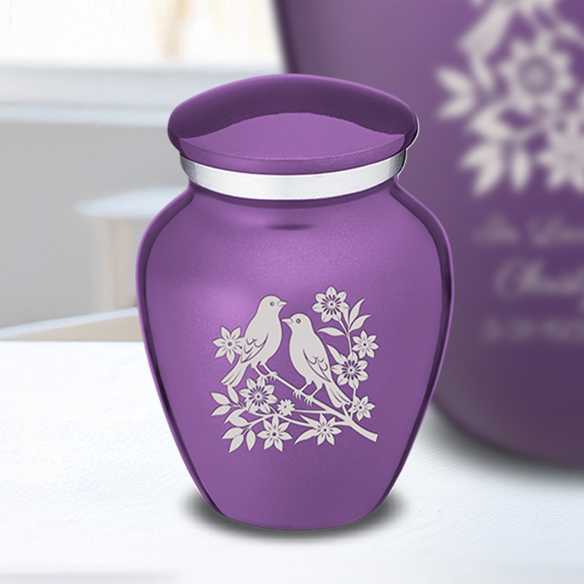 Keepsake Embrace Purple Songbirds Cremation Urn