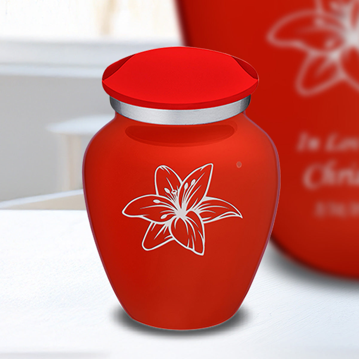 Keepsake Embrace Bright Red Lily Cremation Urn