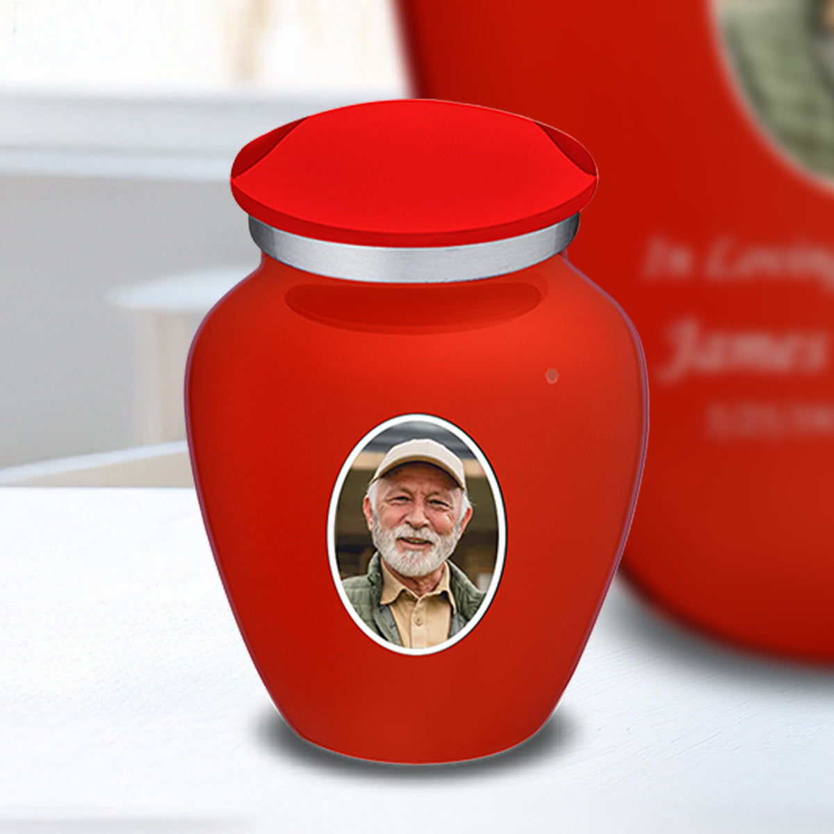 Keepsake Embrace Bright Red Portrait Cremation Urn