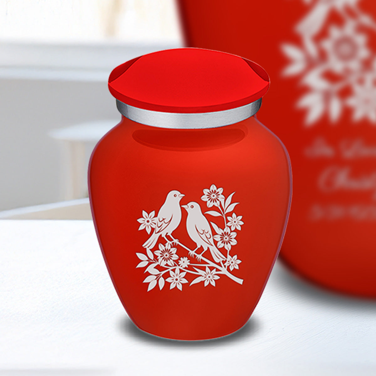 Keepsake Embrace Bright Red Songbirds Cremation Urn