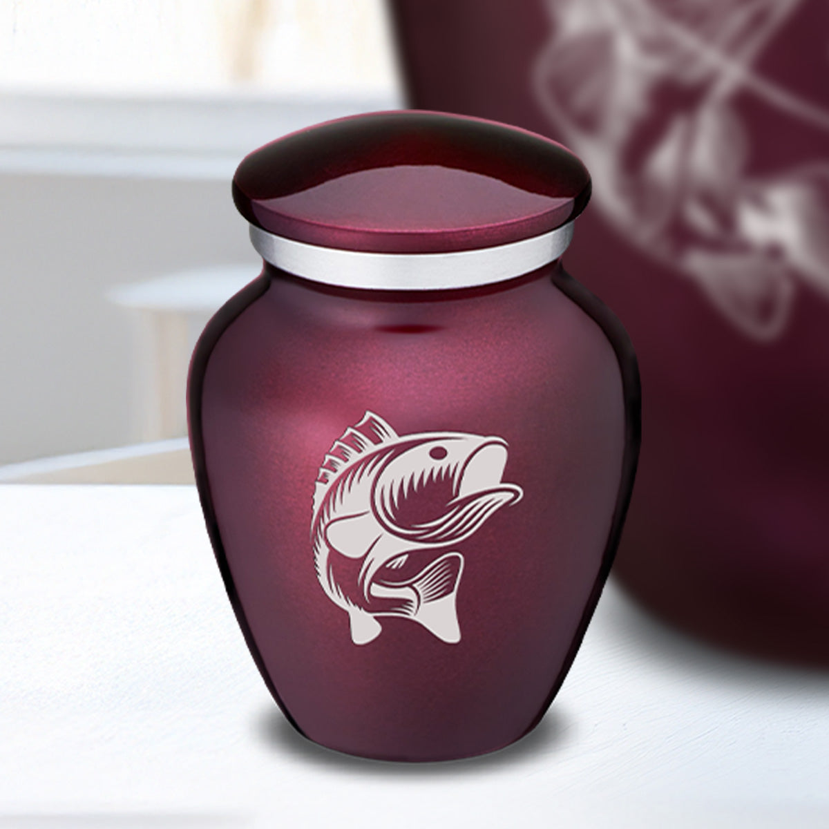 Keepsake Embrace Cherry Purple Fish Cremation Urn