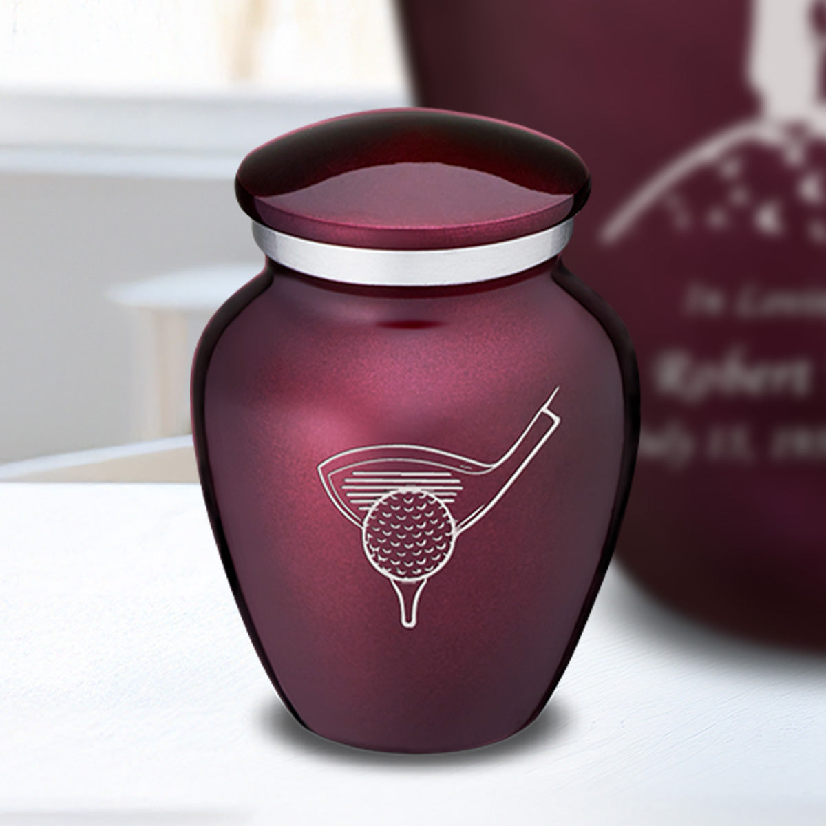 Keepsake Embrace Cherry Purple Golfer Cremation Urn