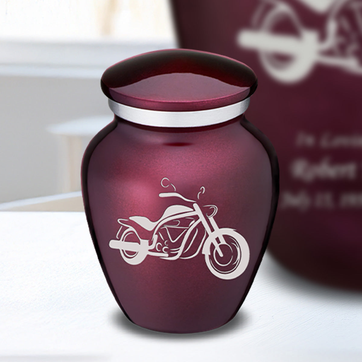 Keepsake Embrace Cherry Purple Motorcycle Cremation Urn