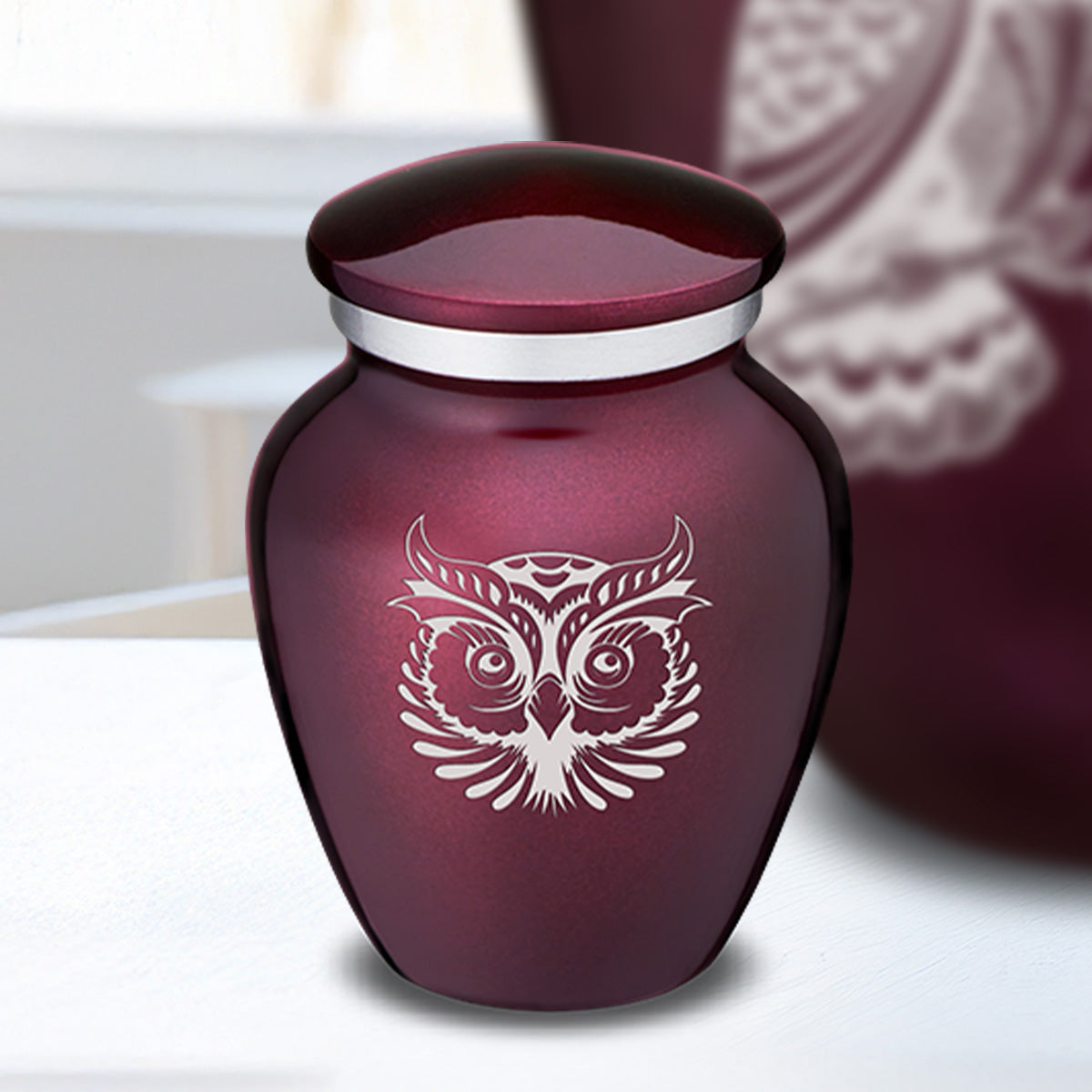Keepsake Embrace Cherry Purple Owl Cremation Urn