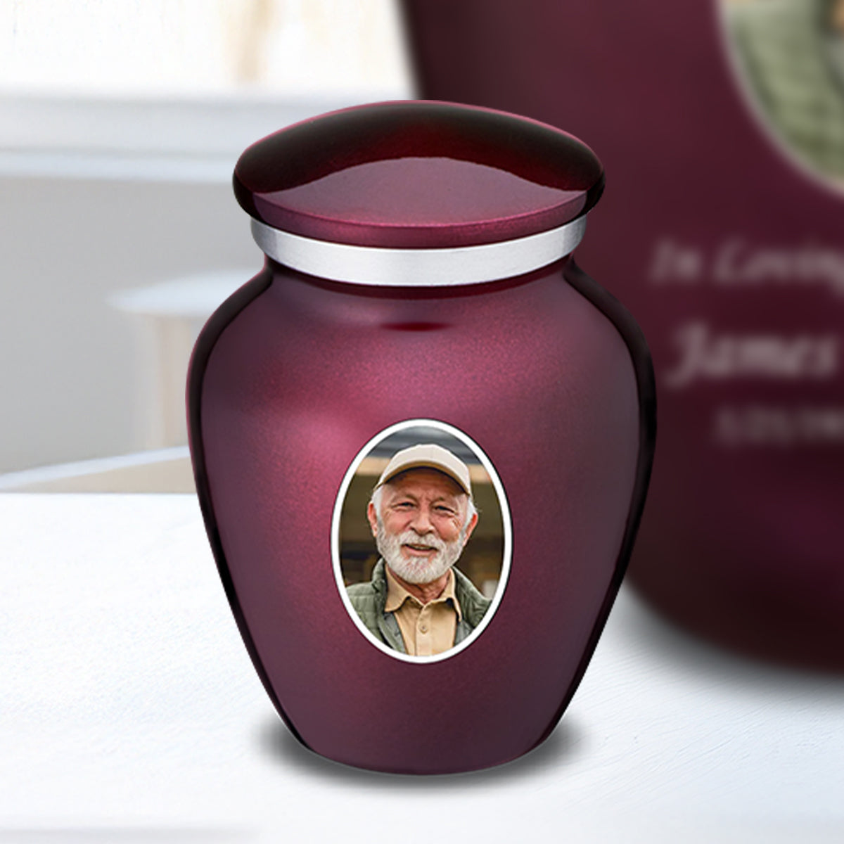 Keepsake Embrace Cherry Purple Portrait Cremation Urn