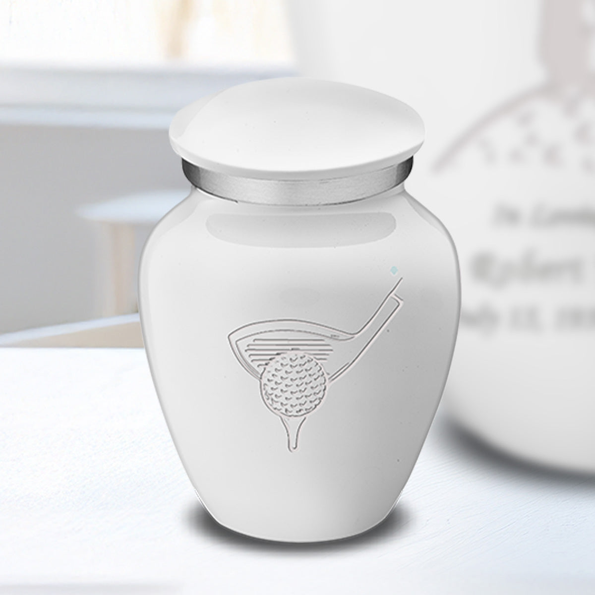 Keepsake Embrace White Golfer Cremation Urn