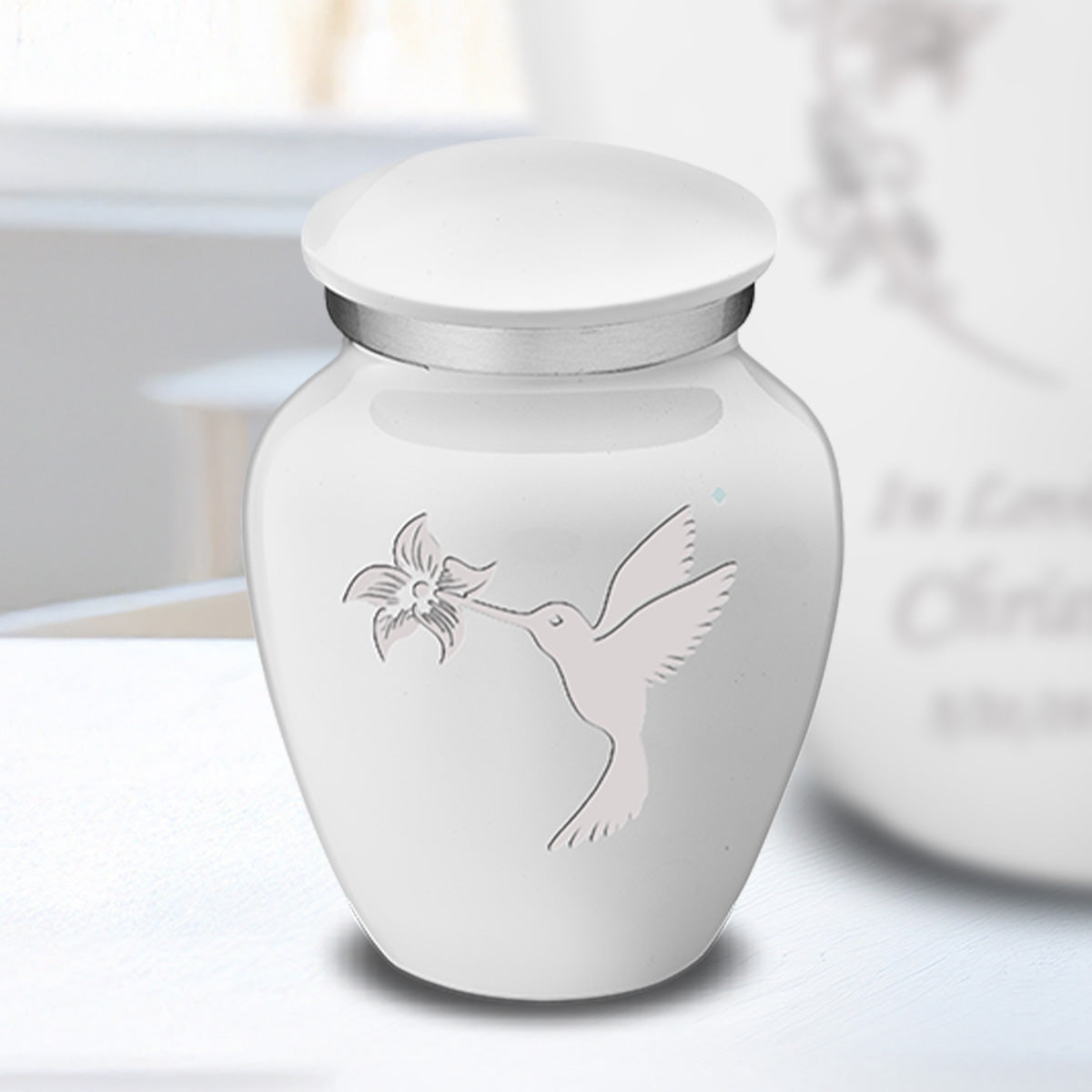 Keepsake Embrace White Hummingbird Cremation Urn