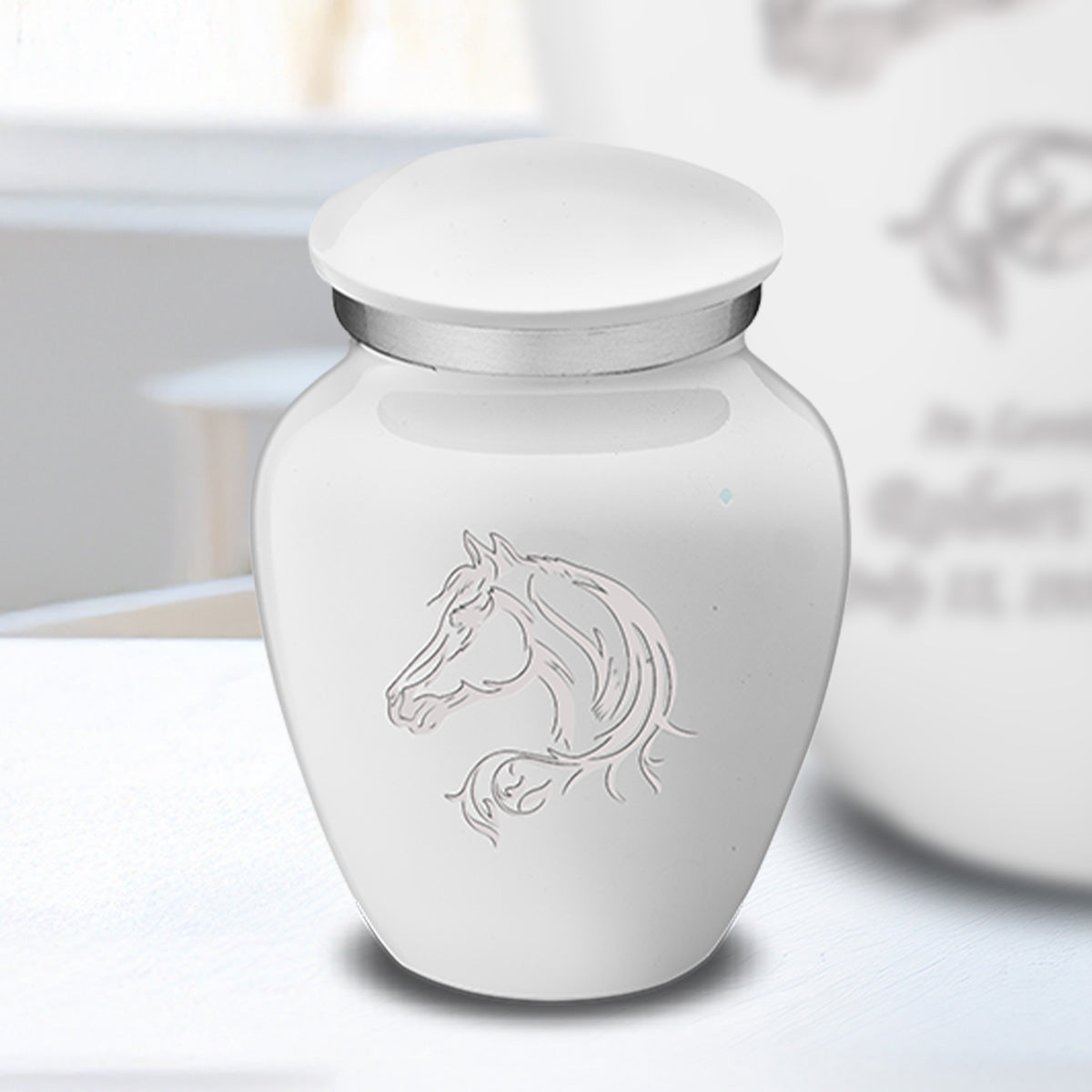 Keepsake Embrace White Horse Cremation Urn