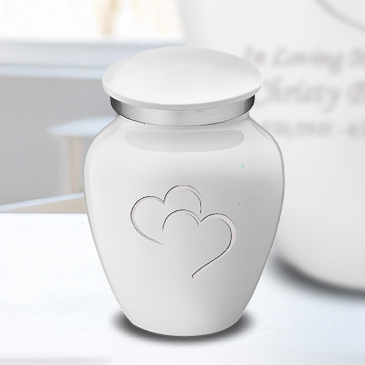 Keepsake Embrace White Hearts Cremation Urn
