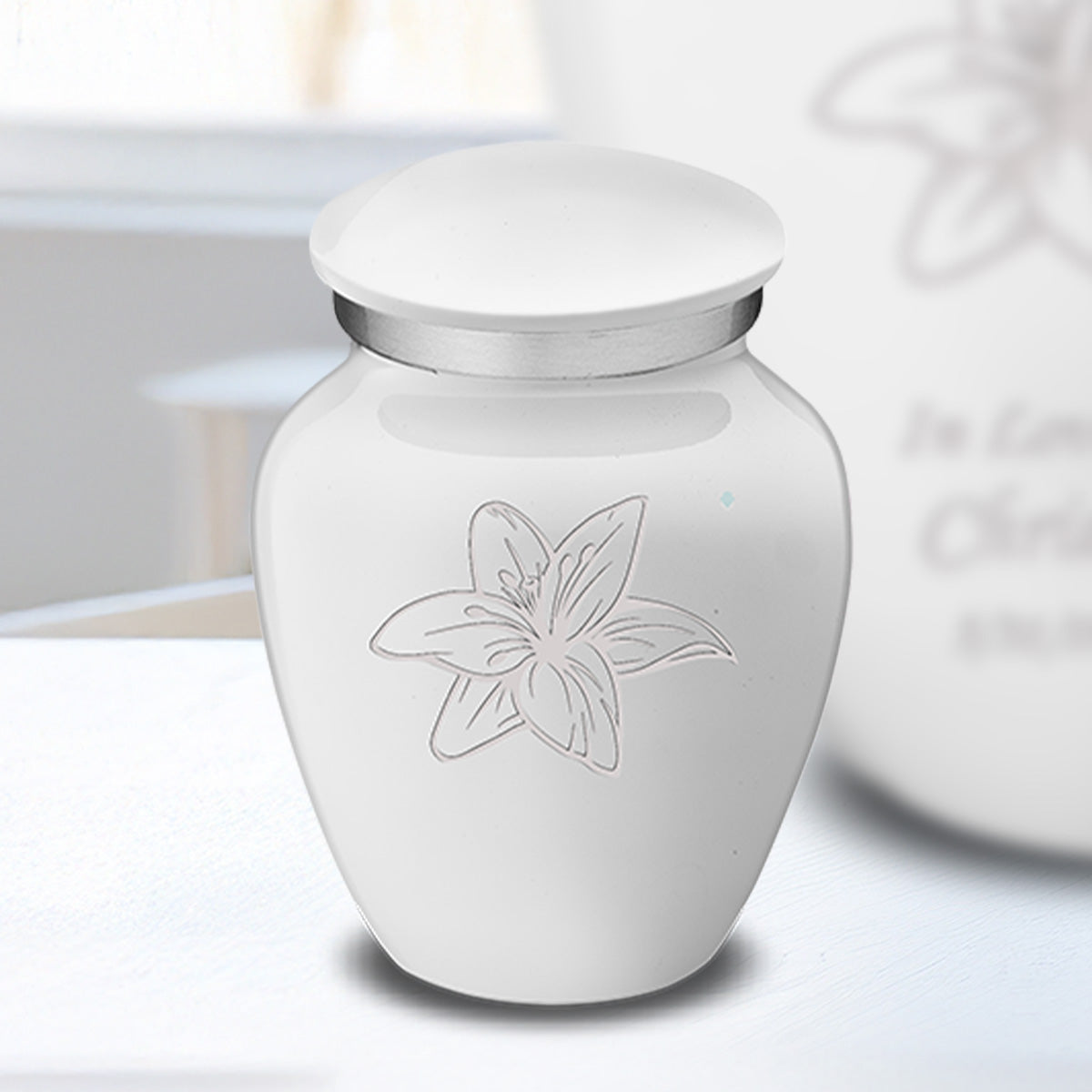 white lily urns Keepsake Embrace White Lily Cremation Urn