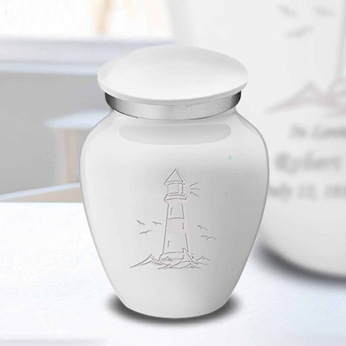 Keepsake Embrace White Lighthouse Cremation Urn