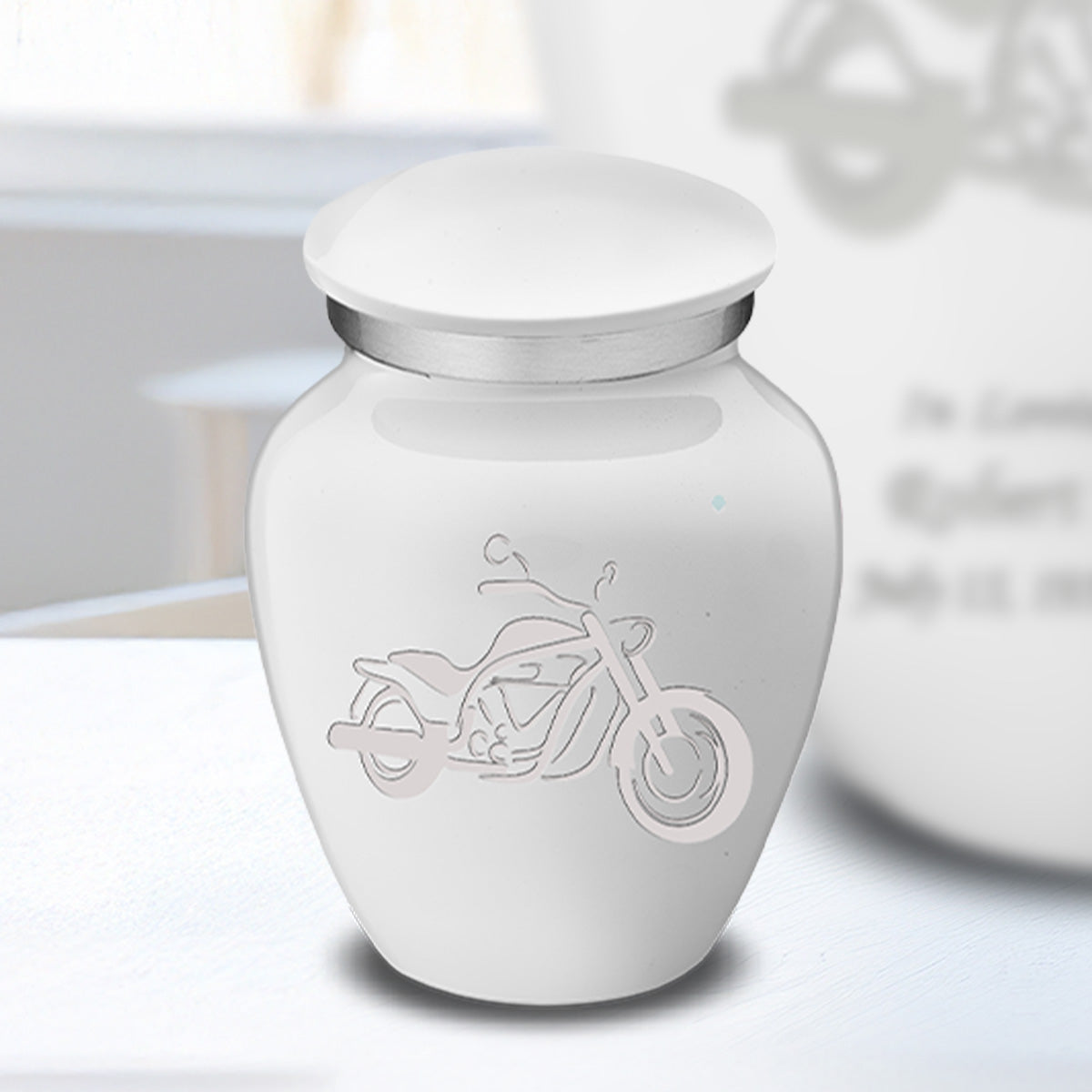 Keepsake Embrace White Motorcycle Cremation Urn