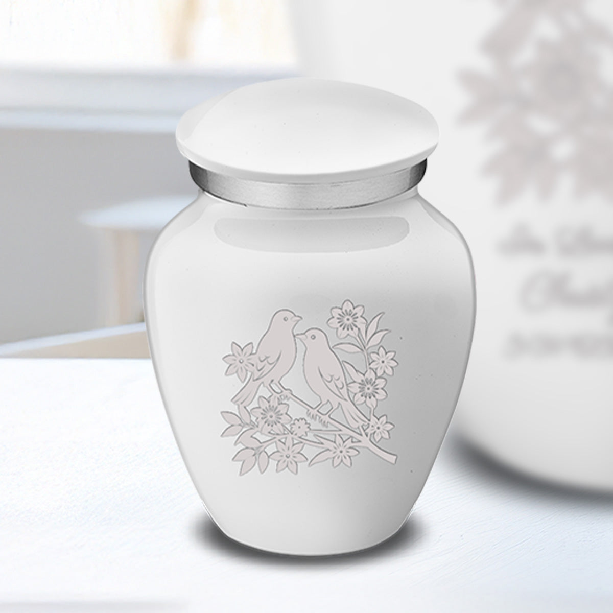Keepsake Embrace White Songbirds Cremation Urn
