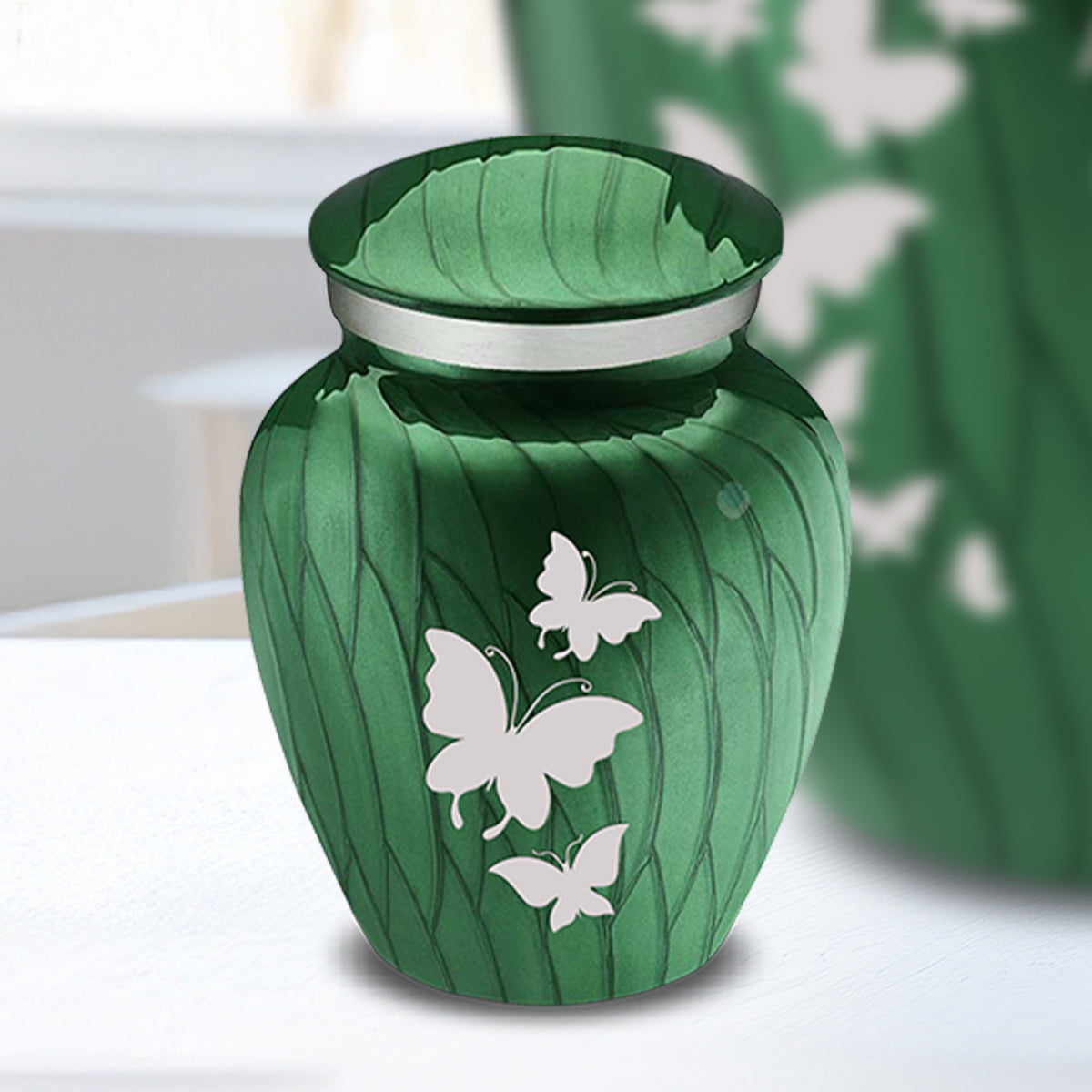 Keepsake Embrace Pearl Green Butterflies Cremation Urn