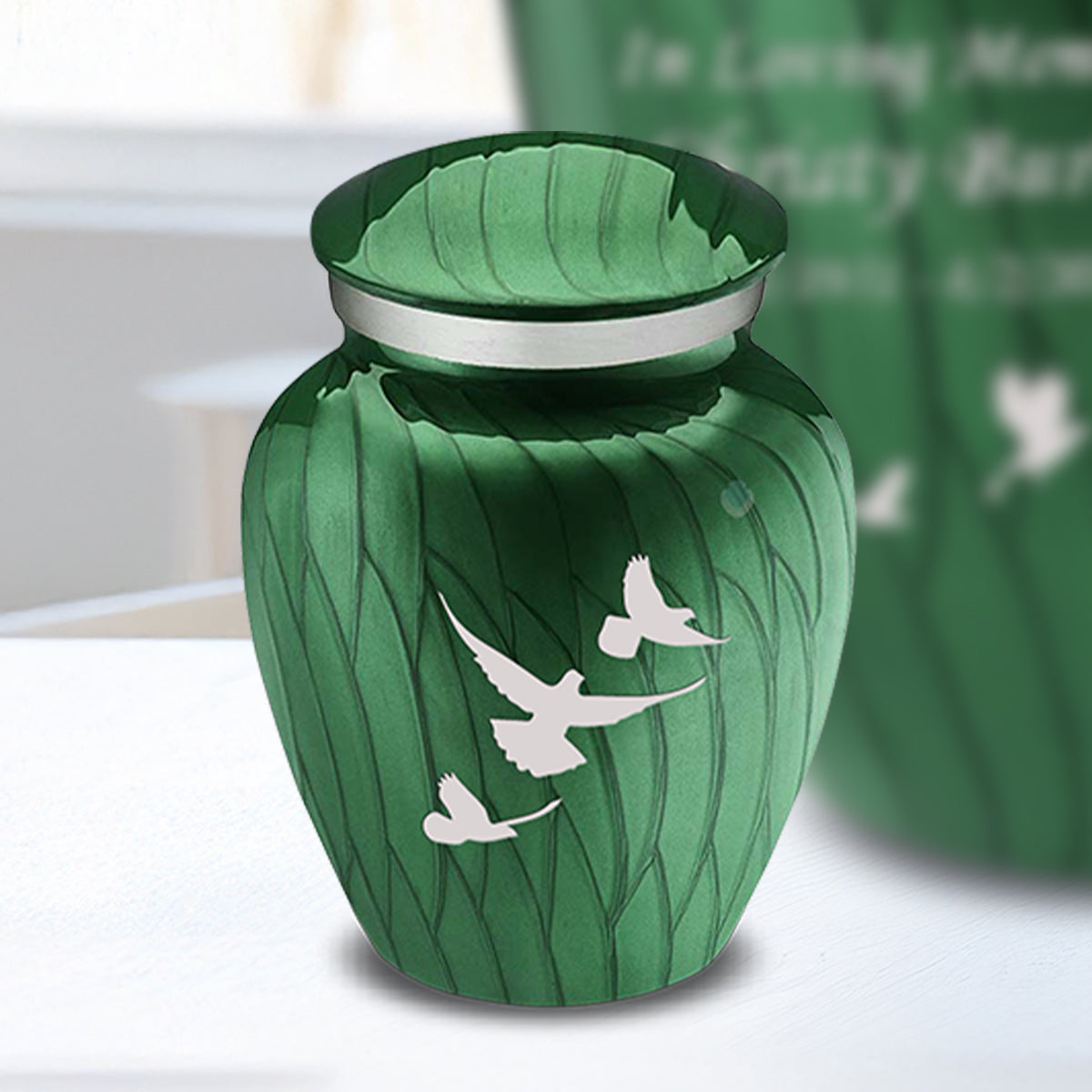 Keepsake Embrace Pearl Green Doves Cremation Urn