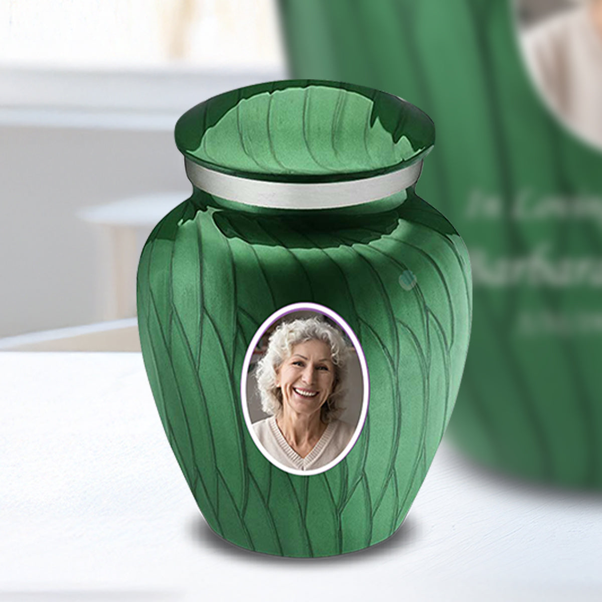 Keepsake Embrace Pearl Green Portrait Cremation Urn