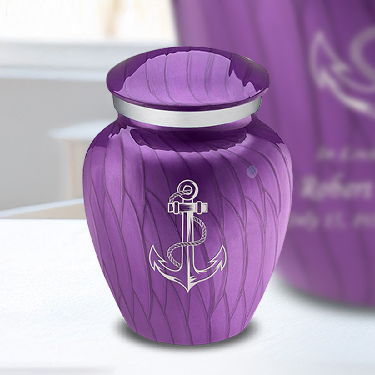 Keepsake Embrace Pearl Purple Anchor Cremation Urn