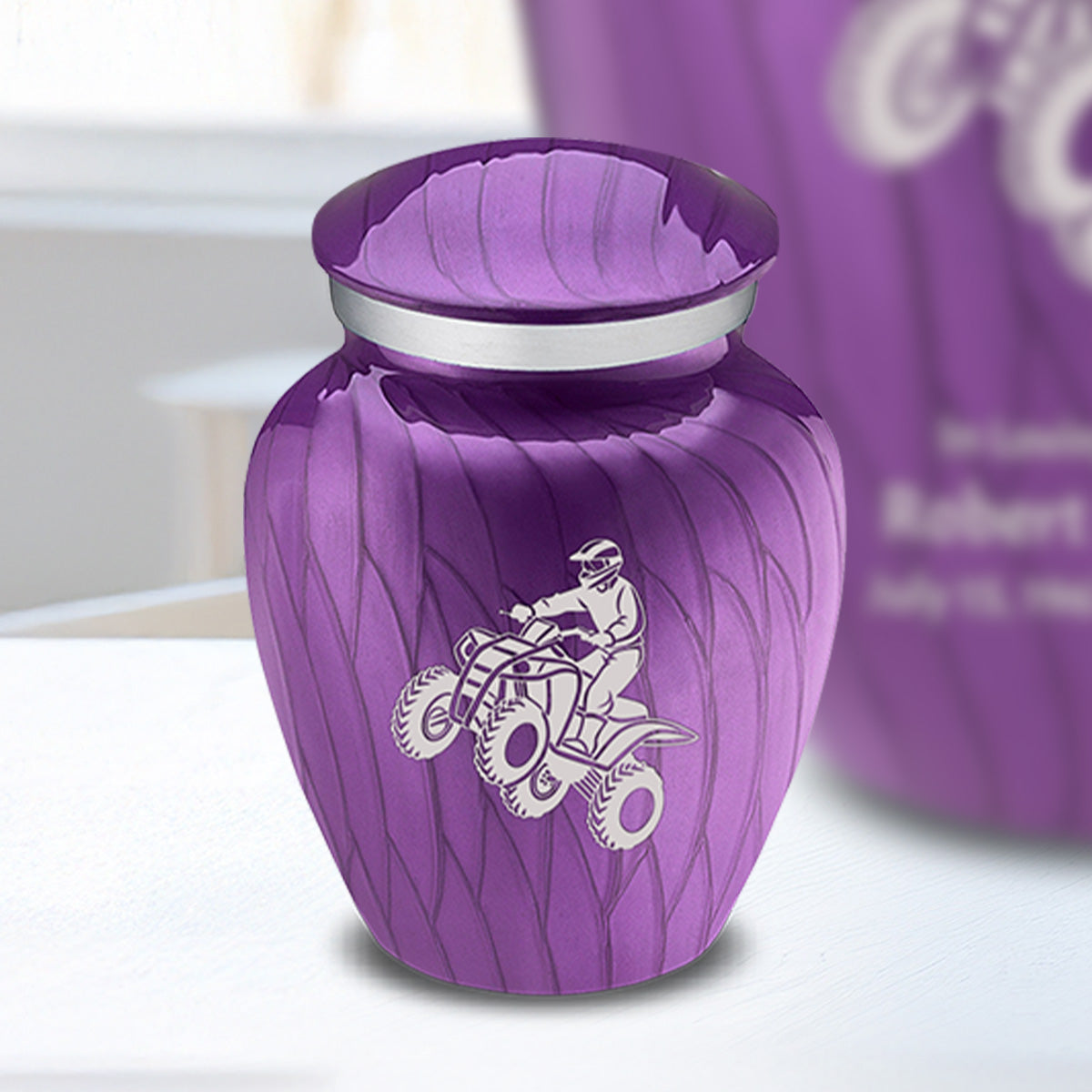 Keepsake Embrace Pearl Purple ATV Cremation Urn
